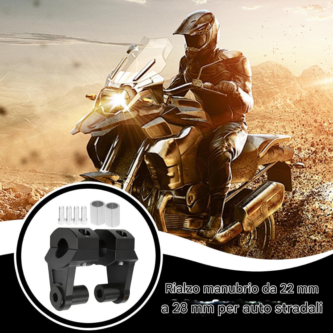 Generico Alza Manubrio Motocicletta | Rialzo con Morsetto Regolabile,Moto per Avventura Turismo Quad Tutto Stagione