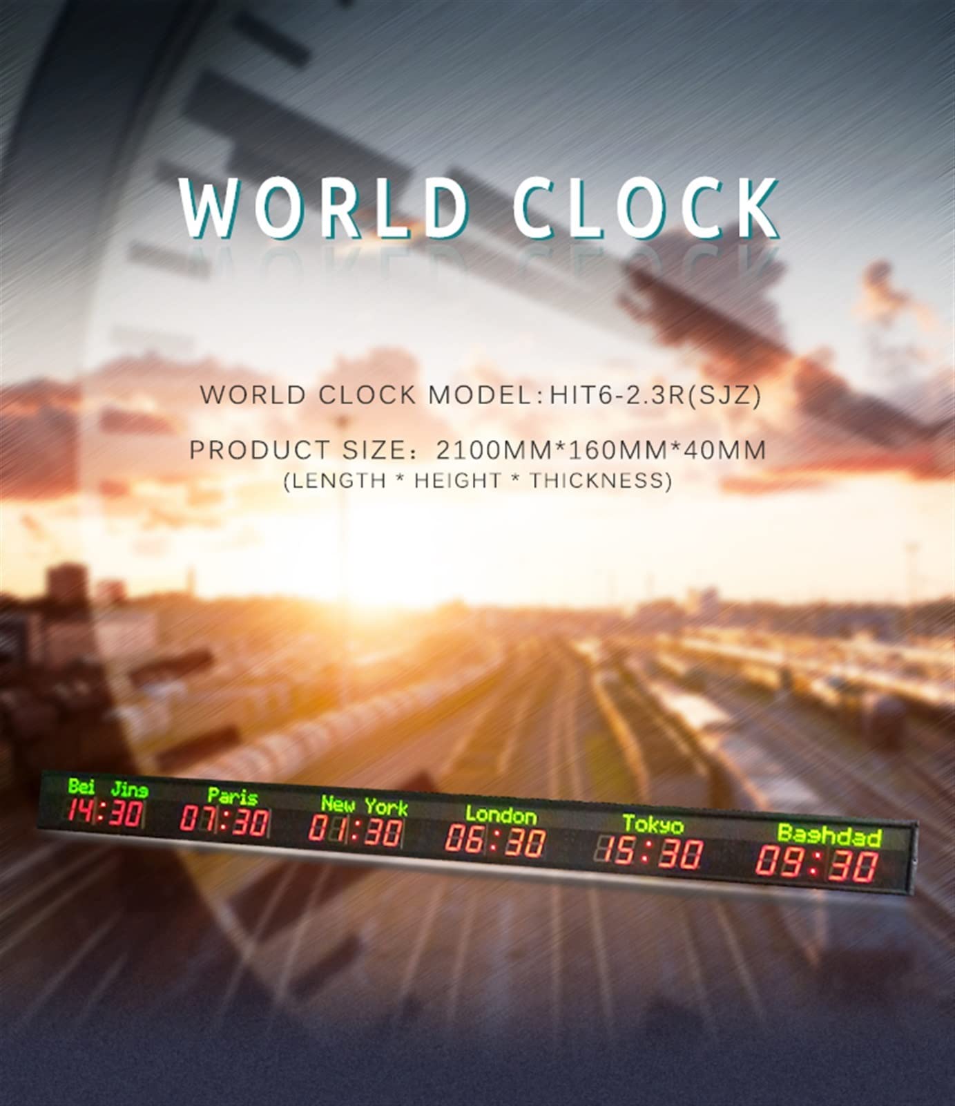 5. Miasta Zegar Time Clock Montaż na ścianie Zdalne działanie Hight Brightness LED Cyfrowy Zegar Zegar Zegar Bezpłatny Hak montażowy Duży zegar