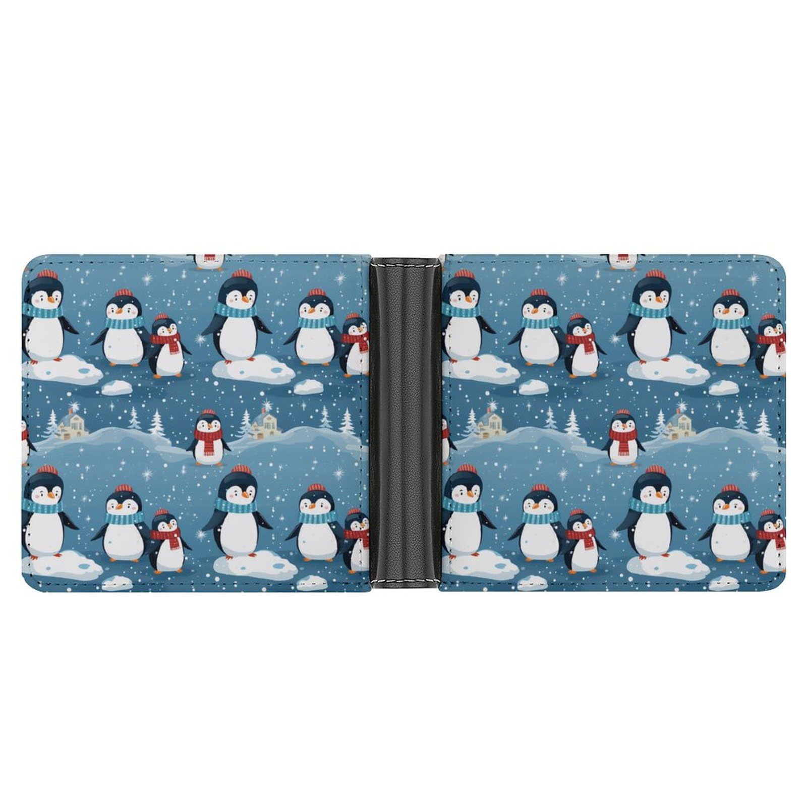 Cute Animals Penguin Bifold Wallet PU Leather Coin Purse Lightweight Credit Card Holder Wallet Money Clip