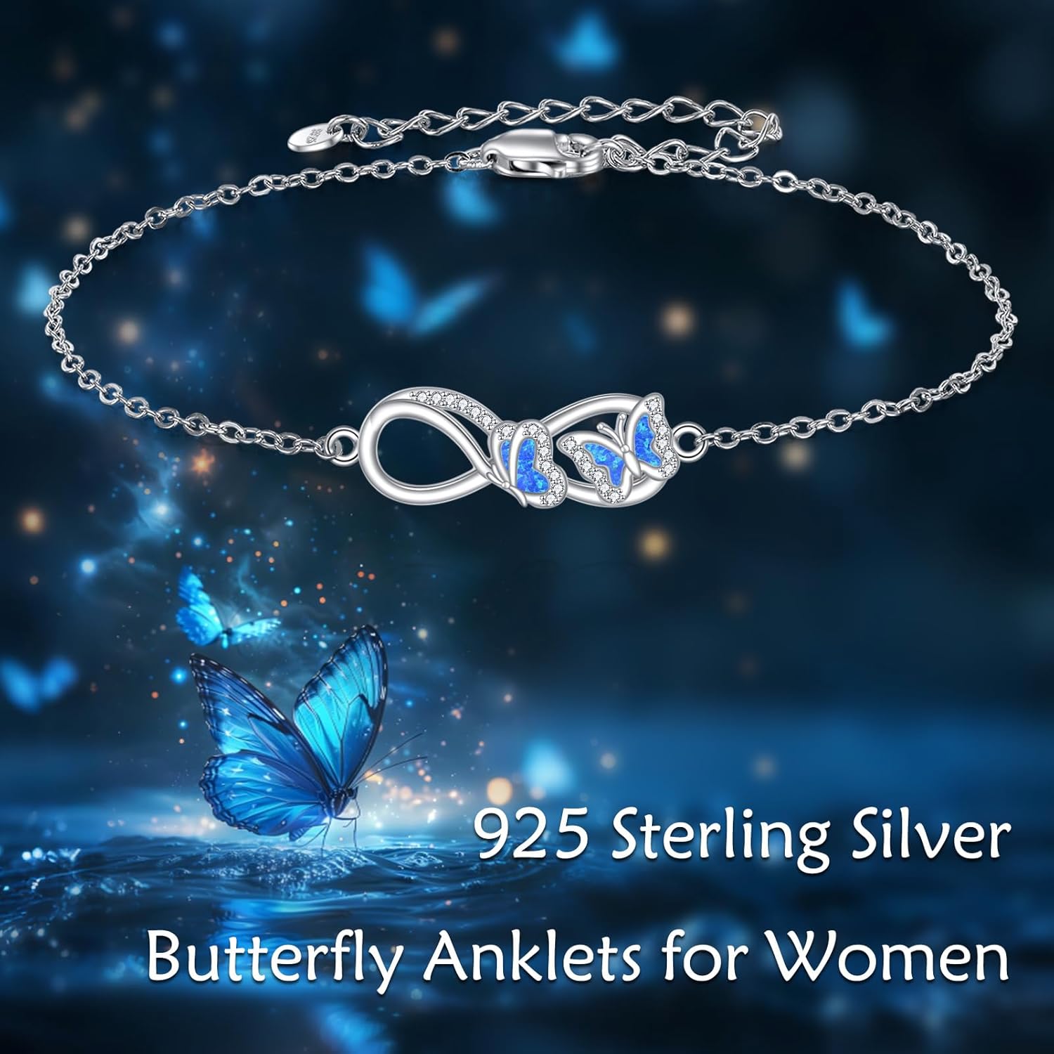 Anklet Bracelet 925 Sterling Silver Evil Eye/Hummingbird/Sea Turtle Ankle Bracelet Adjustable Foot Jewelry for Women - Image 5