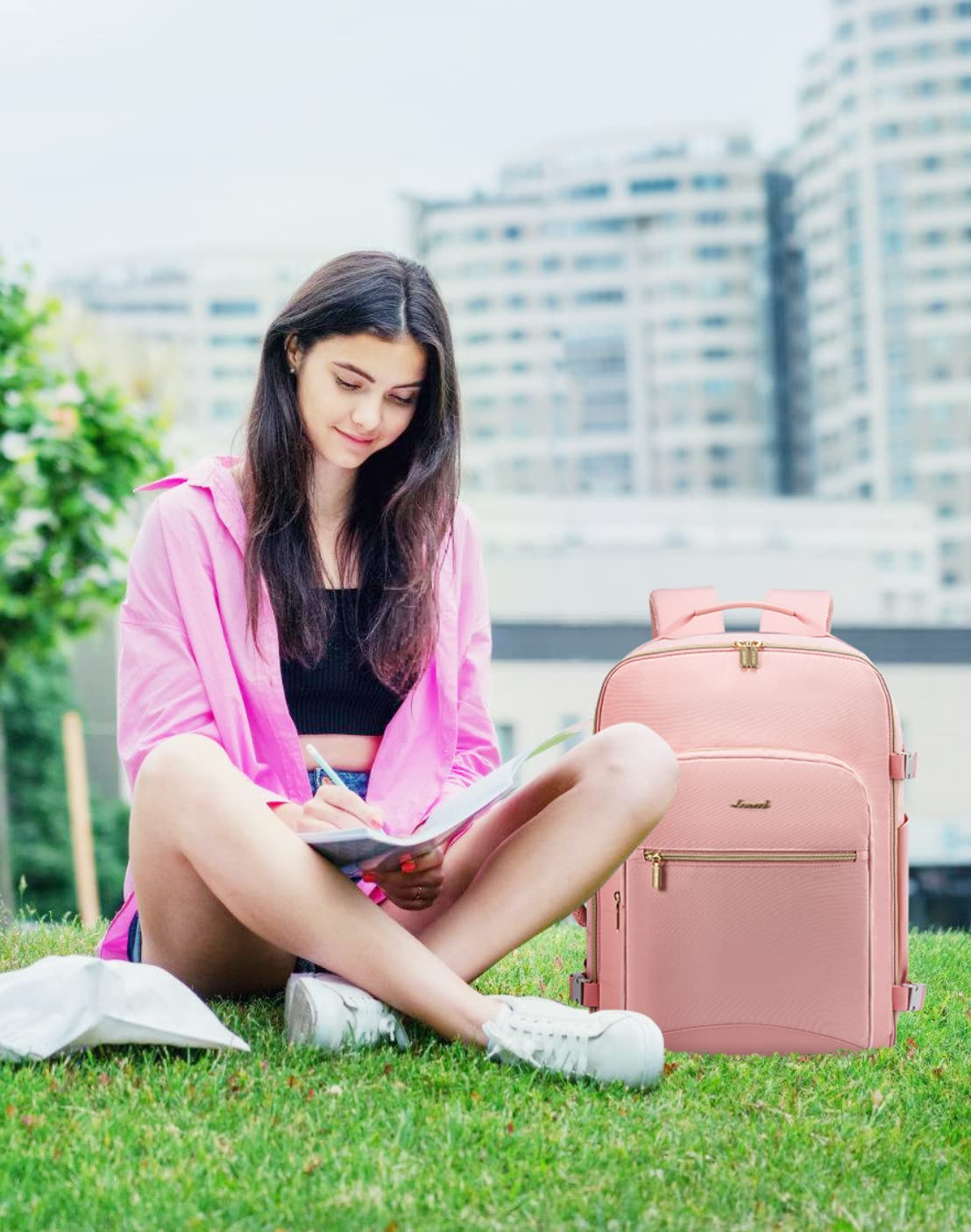 LOVEVOOK Travel Backpack Women, Carry On Backpack as Personal Item Flight Approved, TSA 17.3inch