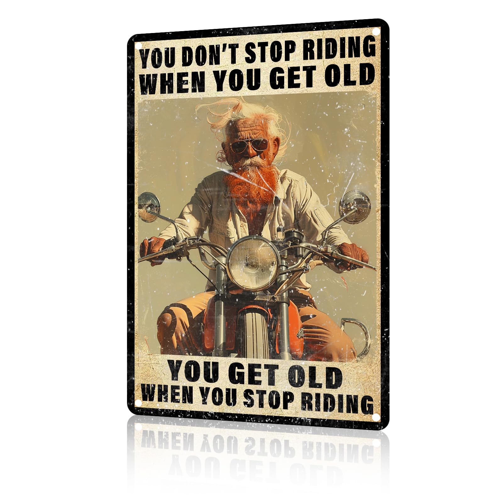 Anceky Vintage Motorcycle You Don't Stop Racing When You Get Old Tin Sign Retro Aluminum Metal Sign Wall Decor for Home Indoor Outdoor Bedroom Bar Yard 12×8 Inch