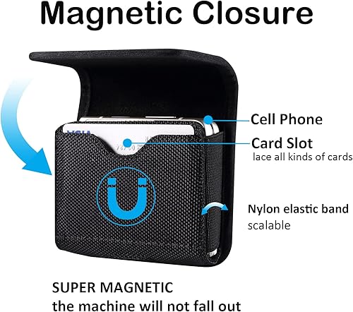 Miniatura 4 de Funda de nailon con tapa para teléfono celular con clip para cinturón para Samsung Galaxy Z Flip 6 5 4 3, Motorola Razr/Razr 40 50 Ultra funda con