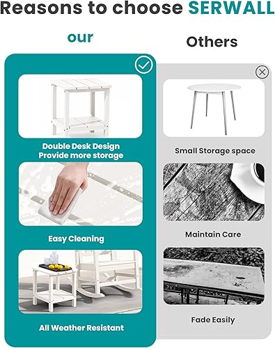 Miniatura 93 de SERWALL Mesa auxiliar doble Adirondack rectangular, color marrón