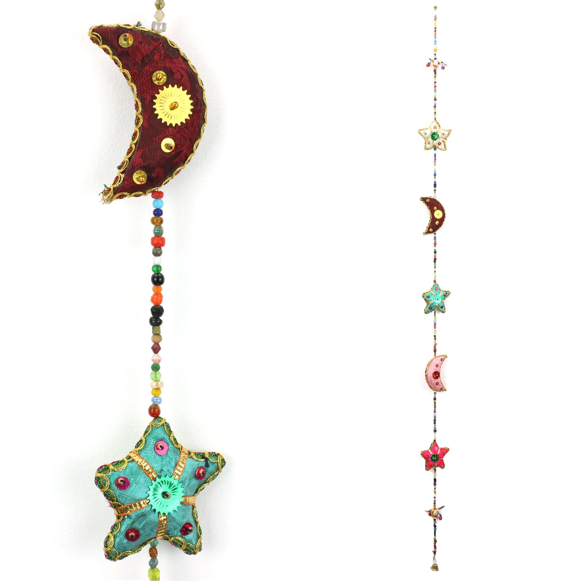 LOUDelephant Handmade Rajasthani Strings Hanging Decorations - Moon & Stars