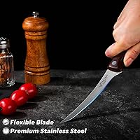 Vista 3 de TAN REN Cuchillo deshuesador para cortar carne, cuchillo de corte de pechuga de 5 pulgadas con funda