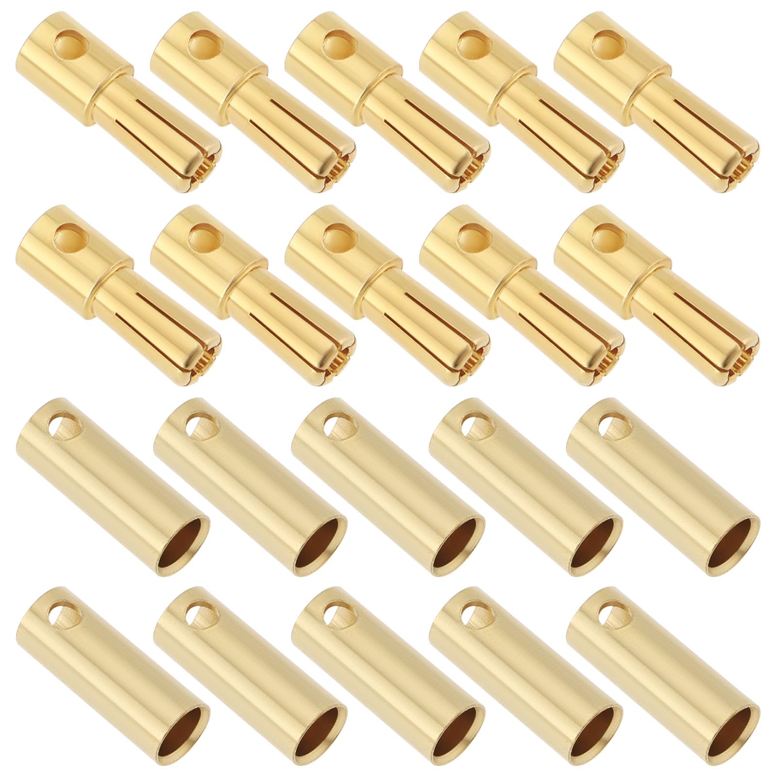 VGOL 10 Pairs 5.5mm Banana Plug Connector Banana Plug Male Female Connector Terminal Pure Copper Gold Plated Bullet Connector for DIY RC Battery ESC Motor Gold