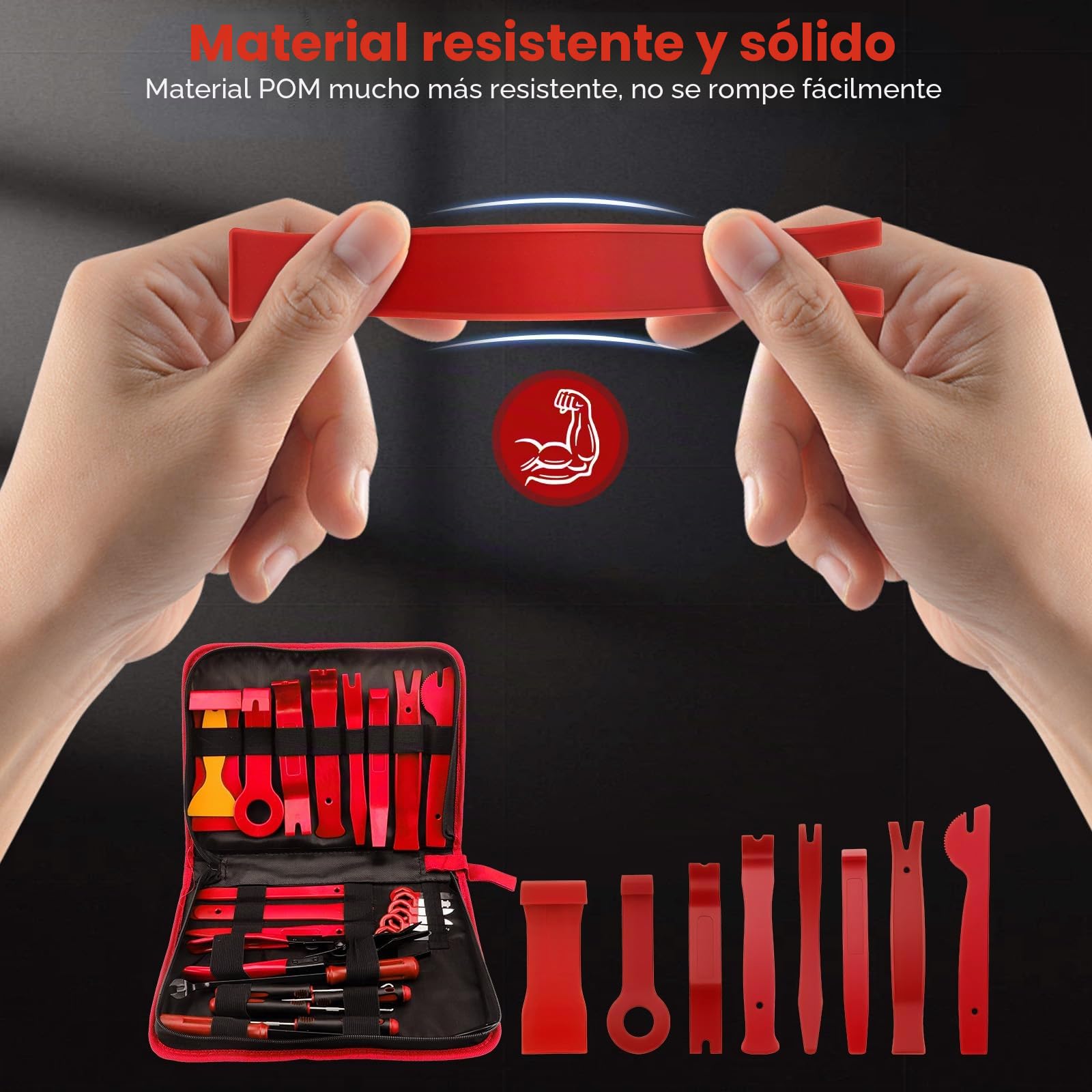 KAOLALI 330 Piezas Herramientas Kit Desmontar Coche,Nailon Reforzado,Rojo | Coche Interior Herramientas de Eliminación, para Desmontar el Audio del Coche y Quitar la Tapicería del Vehículo