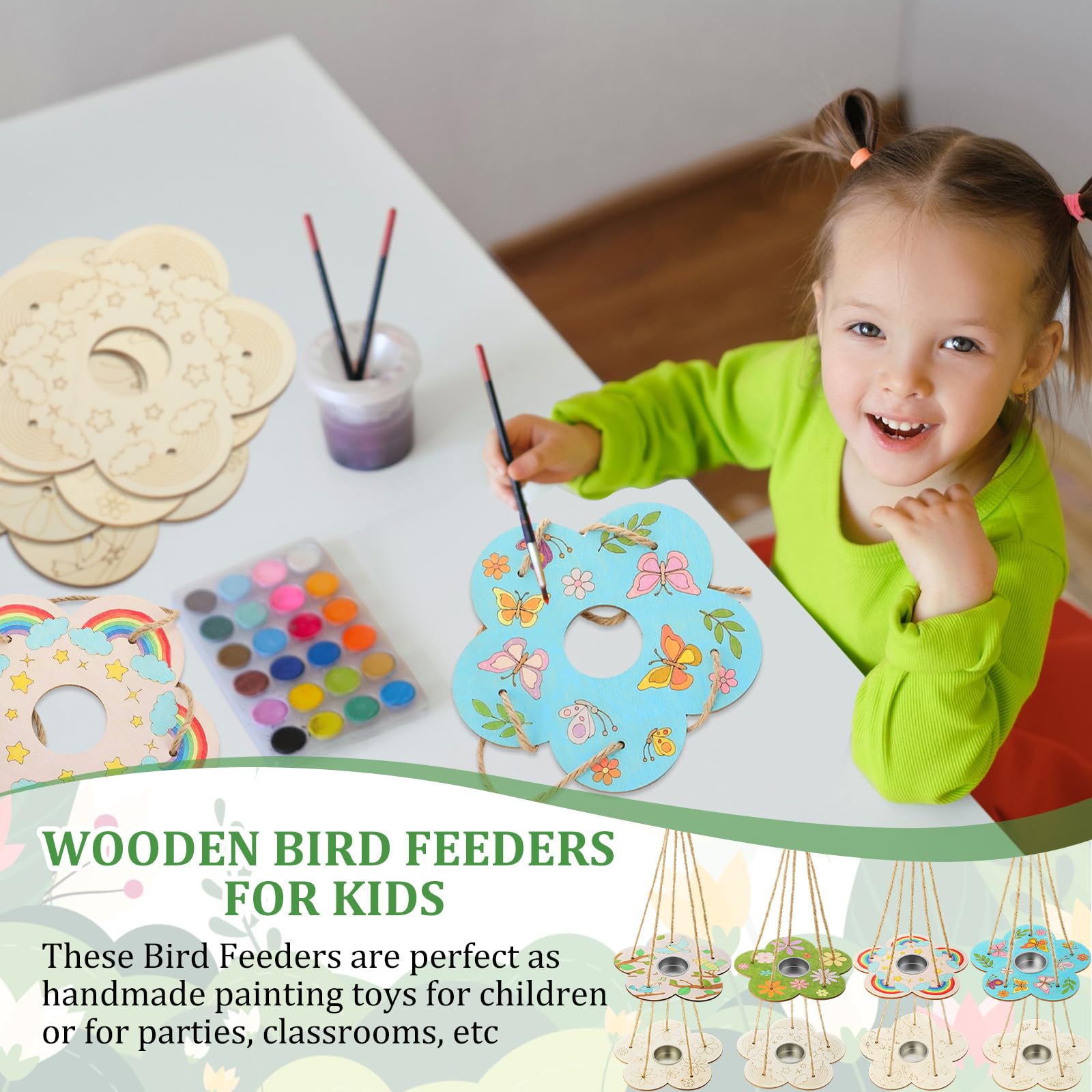 DoubleFill Kit di mangiatoia per uccelli per bambini dai 3 agli 8 anni, mangiatoia per uccelli in legno fai da te per costruire arti e mestieri per bambini fai da te i tuoi ornamenti in legno non