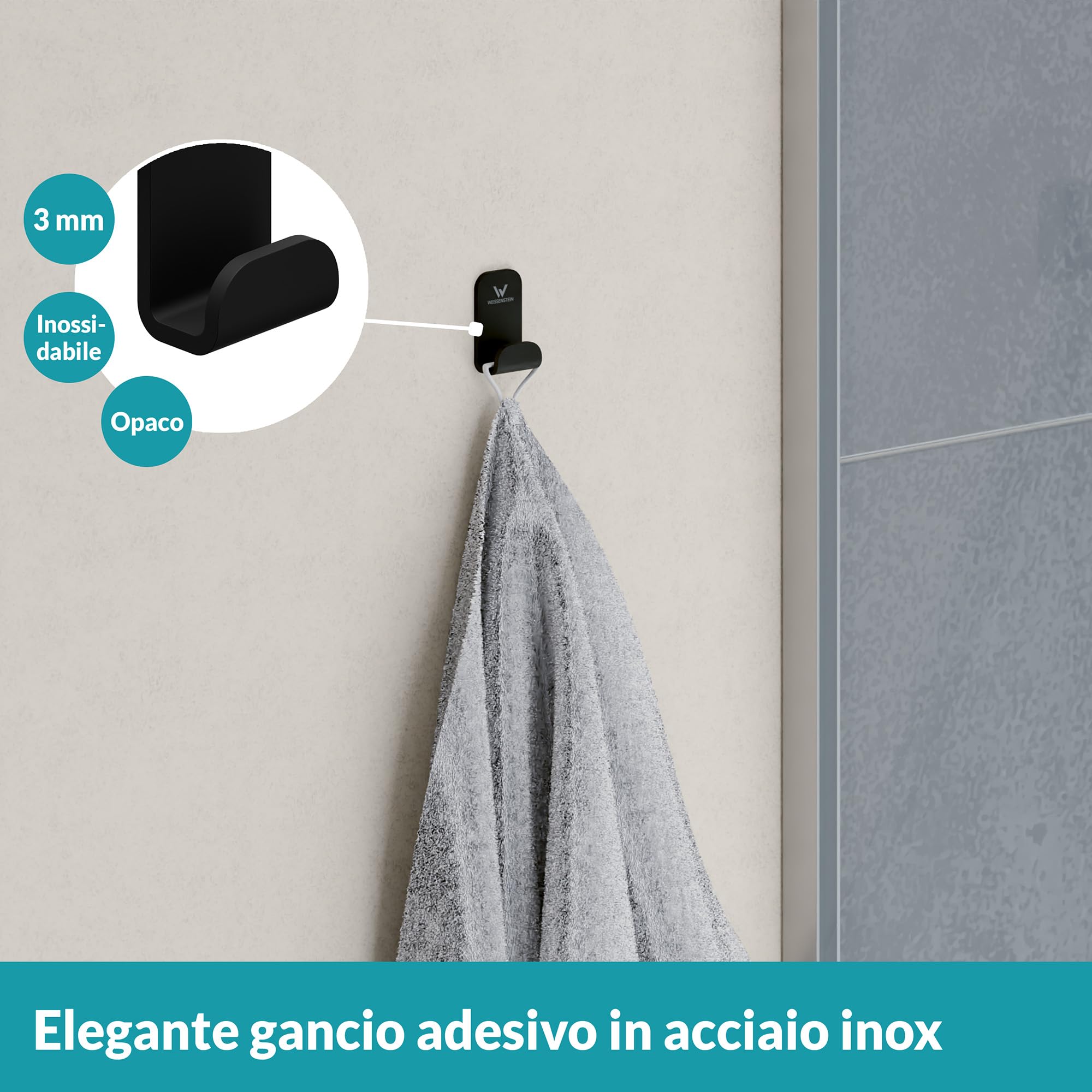 Gancio adesivo Gancio da parete per bagno Porta asciugamani in acciaio