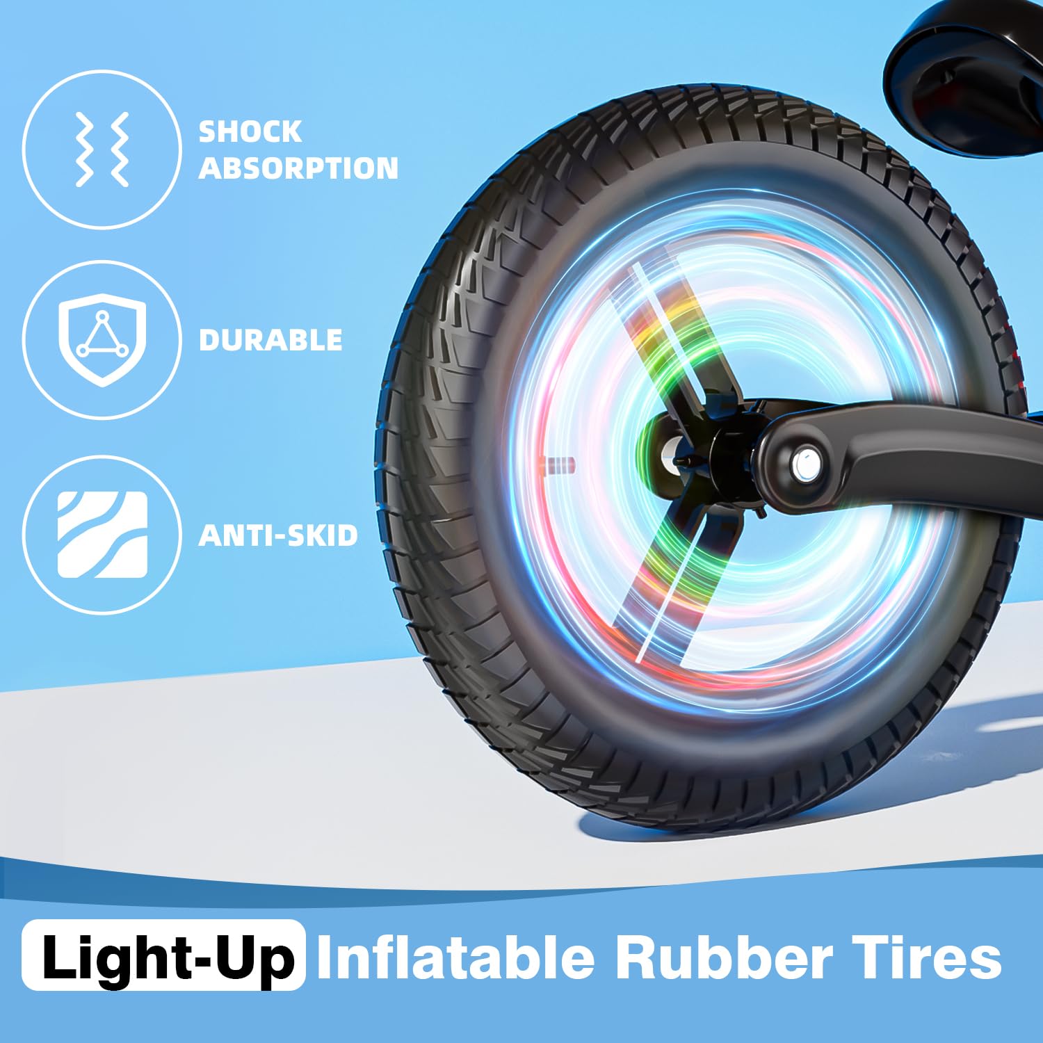 Ridego 12Inch Toddler Balance Bike 2 3 Year Old,Lightweight Kids Bike with Light-Up Inflatable Tires,Ride-on Toys for 3-5 Year Old Boys Girls Birthday Gift,Red