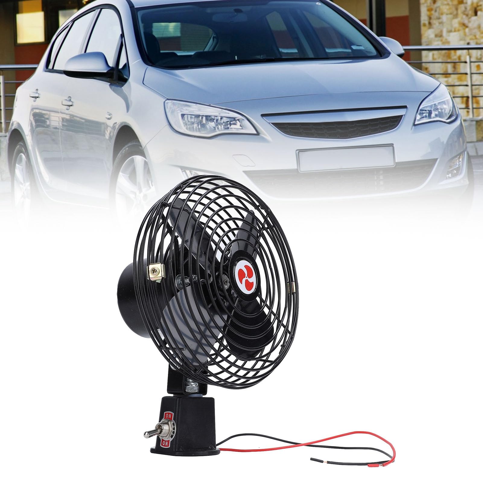 Ventilateur de Refroidissement 12 V pour Camping-Car, Ventilateur Silencieux en Métal pour Voiture avec Interrupteur à 2 Vitesses, Robuste pour Camping-Car, Camion, Bateau (8 Pouces)