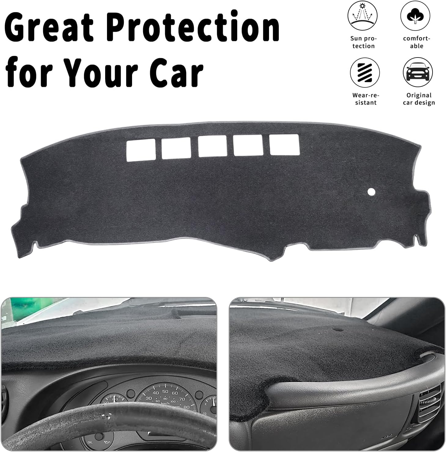 POSAID Dash Cover for 1998-2004 Chevy S10/ GMC Sonoma, Dashboard Cover for 1998-2005 Chevrolet Blazer, Dashboard Dash Mats for 1998-2001 GMC Jimmy, Gray