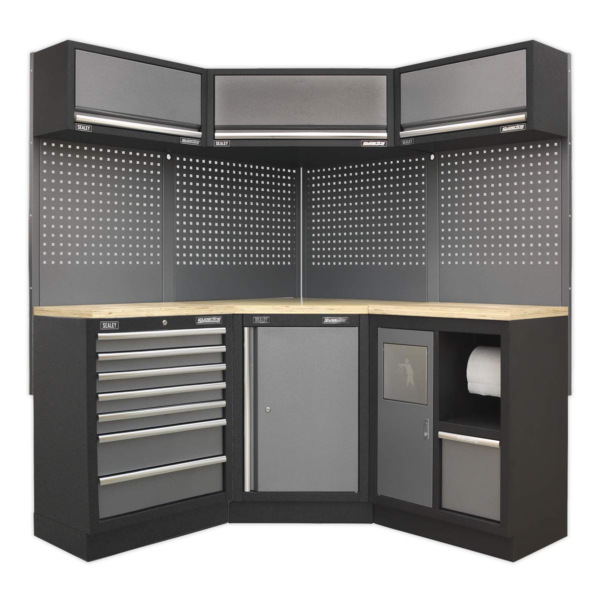 Sealey Modular Storage System Combo - Pressed Wood Worktop - APMSSTACK08W