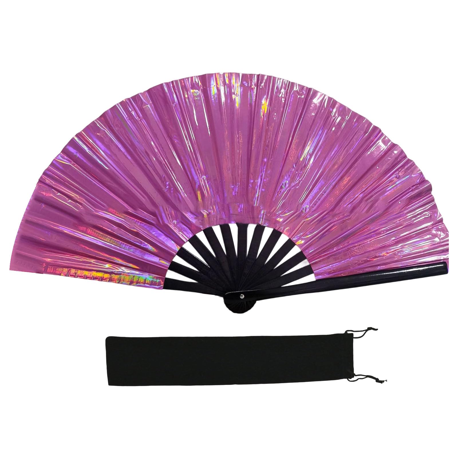 WEILWH PVC Reflective Colorful Hand Fan Dancing Foldable Clap for Enthusiasts Frame and Smooth Operations Martial Art