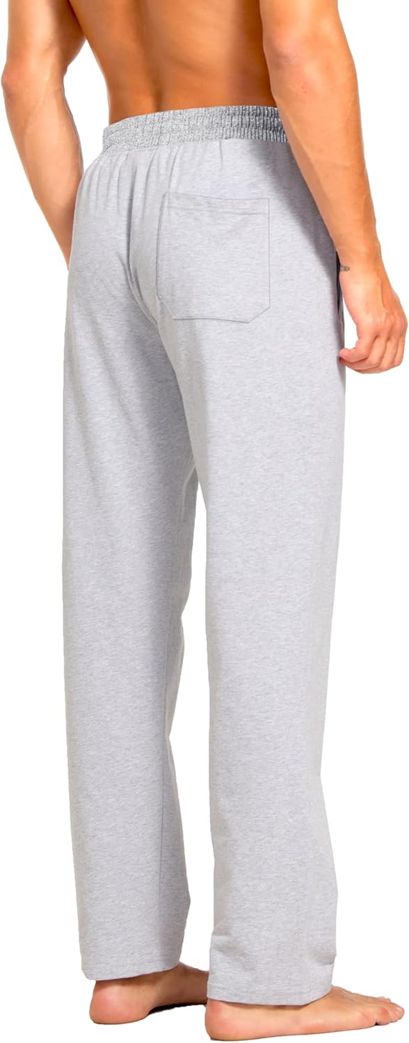 Men's Sweatpants Cotton Yoga Pants Casual Jersey Pants for Men Open Bottom Straight Leg with Zipper Pockets - Image 3
