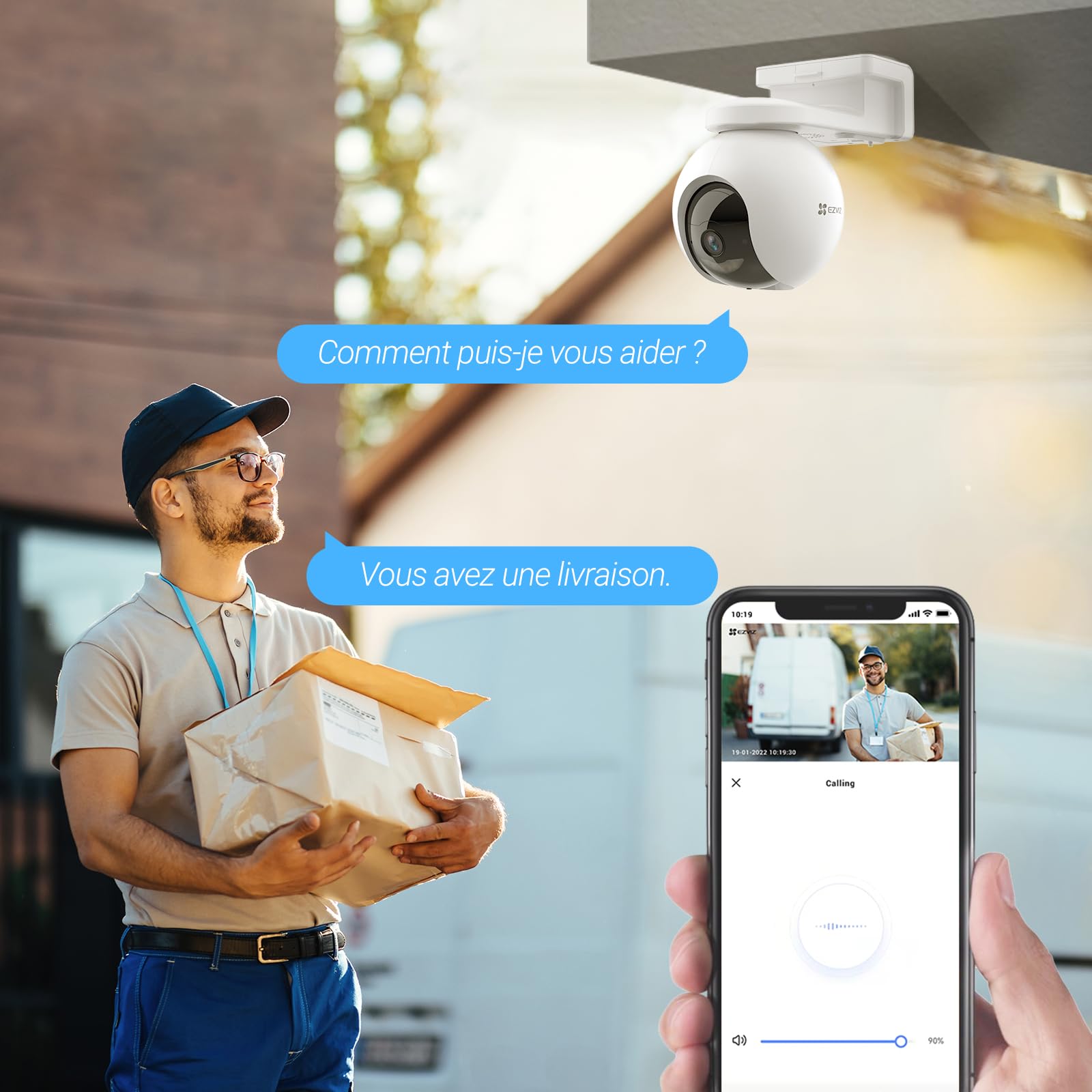 EZVIZ CB8 KIT 2K Caméra Surveillance WiFi Extérieure sans Fil, Solaire, Batterie 10400mAh, Suivi Intelligent, Détection de Personne, Vision Nocturne Couleur, Audio Bidirectionnel, Sirère, Type C