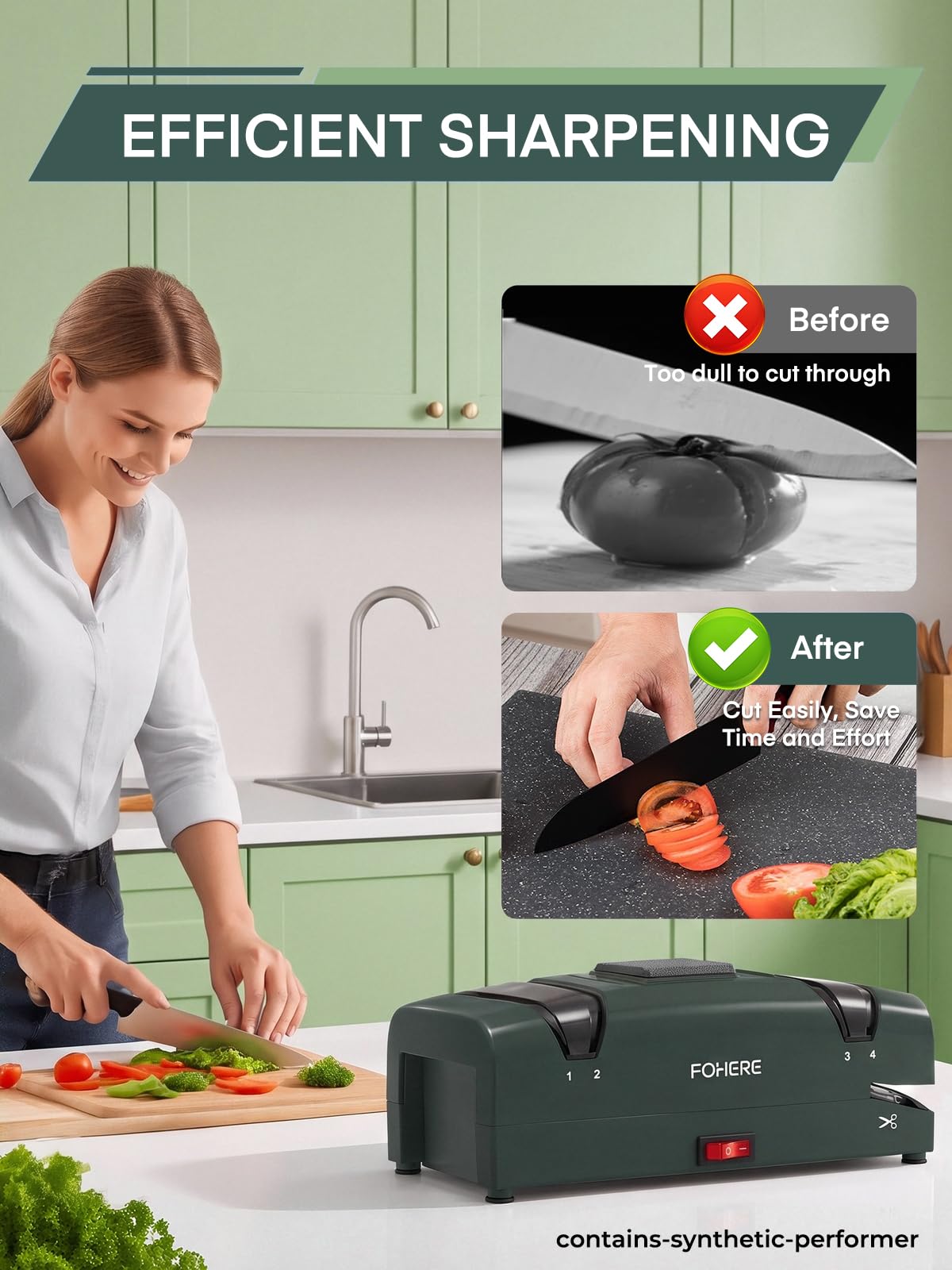 FOHERE Affilacoltelli Elettrico 5 in 1 | Forbici, Cacciaviti a Taglio