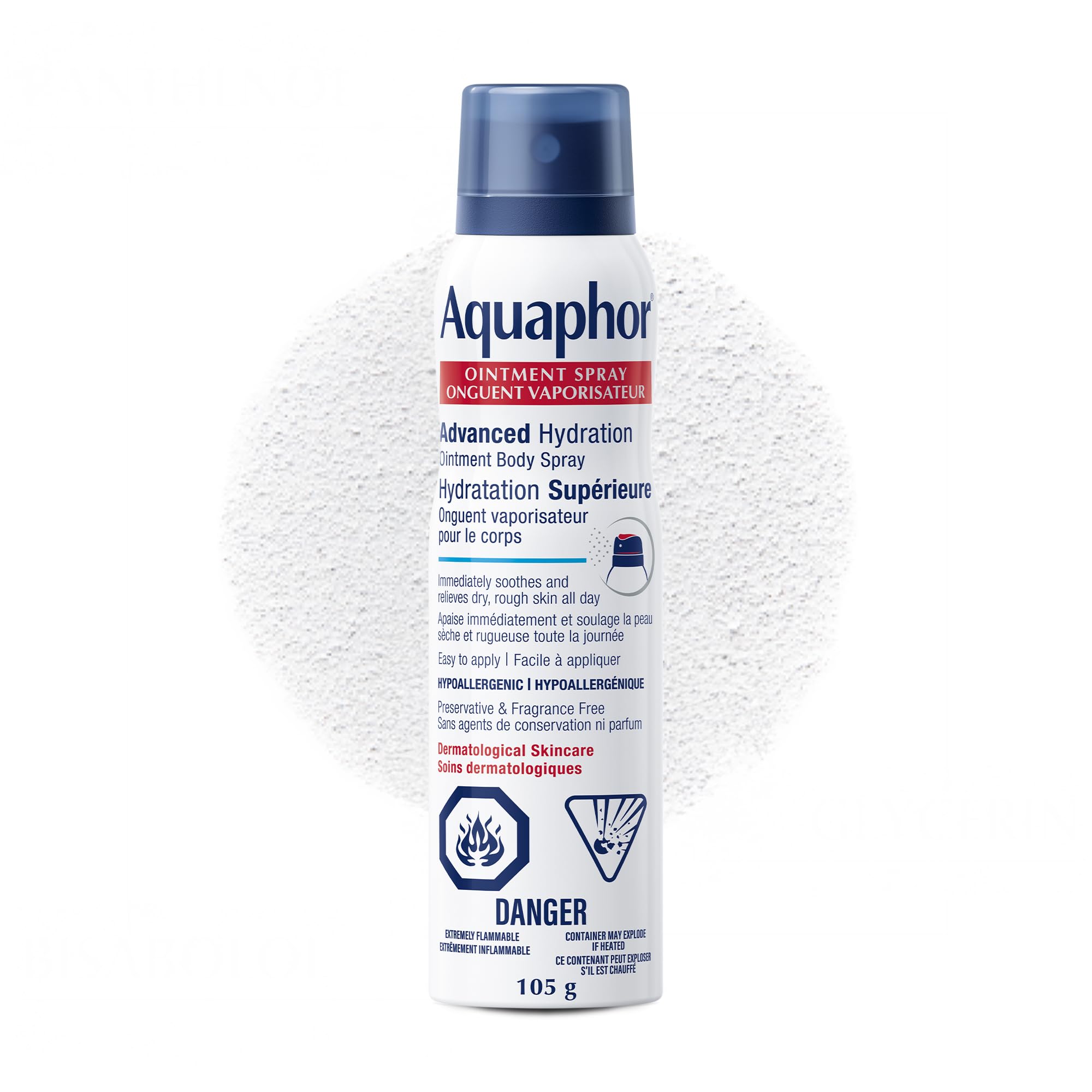 Aquaphor Healing Ointment Body Spray for Dry, Rough Skin, Easy-to-Apply Spray Moisturizer for Hard-to-Reach Areas, Fragrance Free, Hypoallergenic, Non Comedogenic, Dermatological Skin Care, 105g