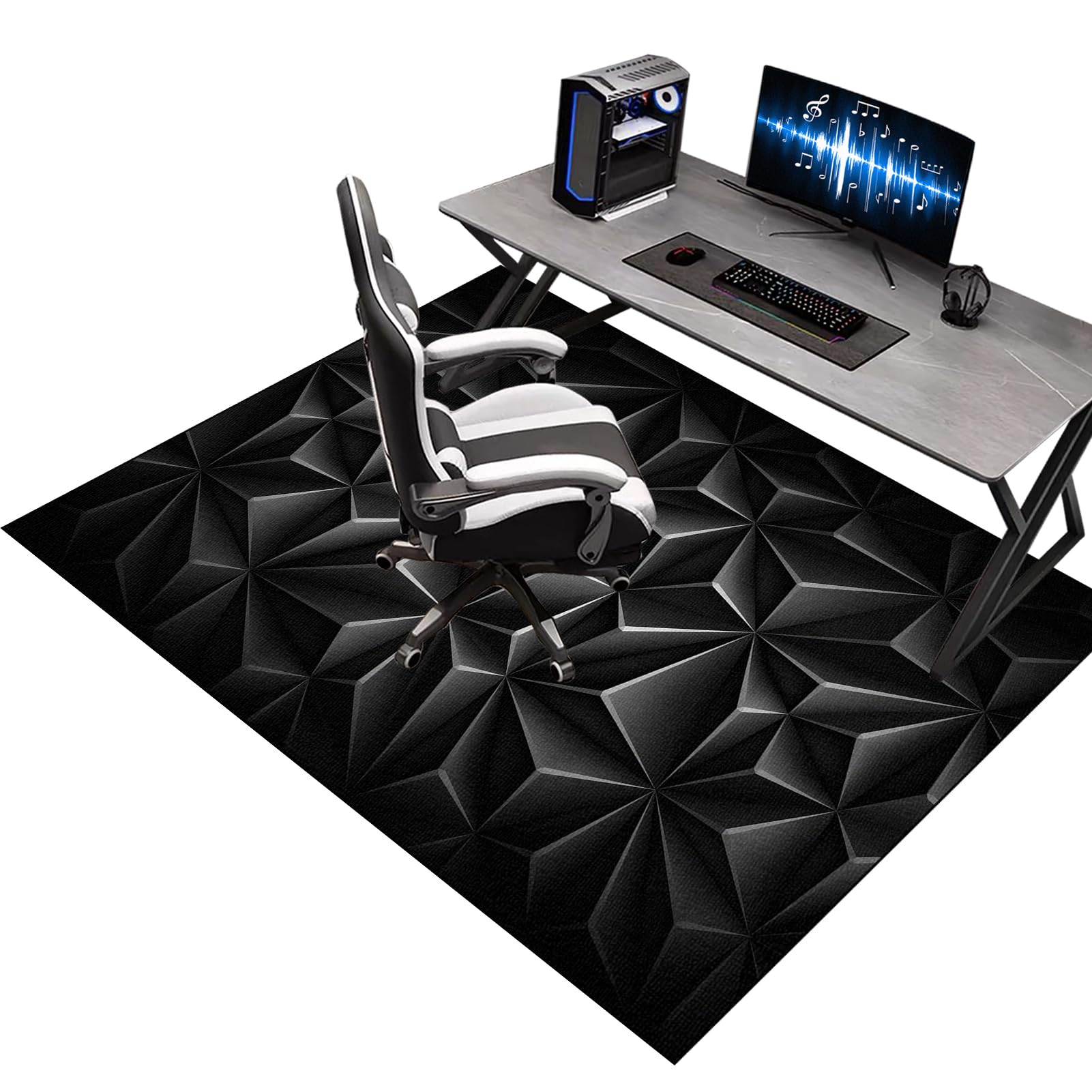 Kqiejuy Colorb3 Gaming Computer Chair Mat For Carpeted Floor, Desk Chair Mat, Office Chair Mat For Hardwood Floors, Floor Mat For Office Chair Carpet Protector, Chair Mat For Laminate, Home Office Rug 160 X 180 Cm