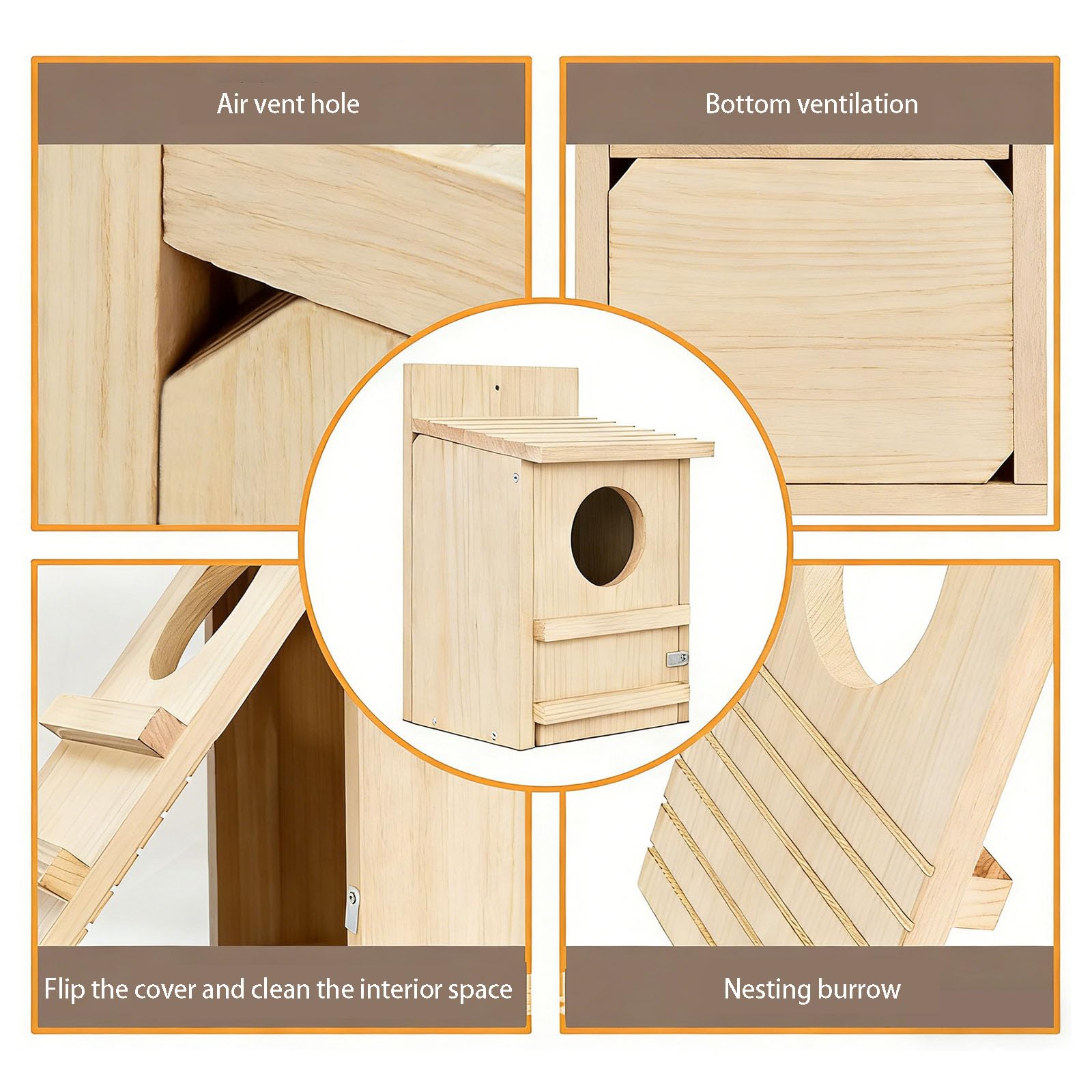 Generisch Rural Styles - Casetta per uccelli in legno con albero, per osservare facilmente gli uccelli selvatici, decorazione da giardino, casetta per gufi