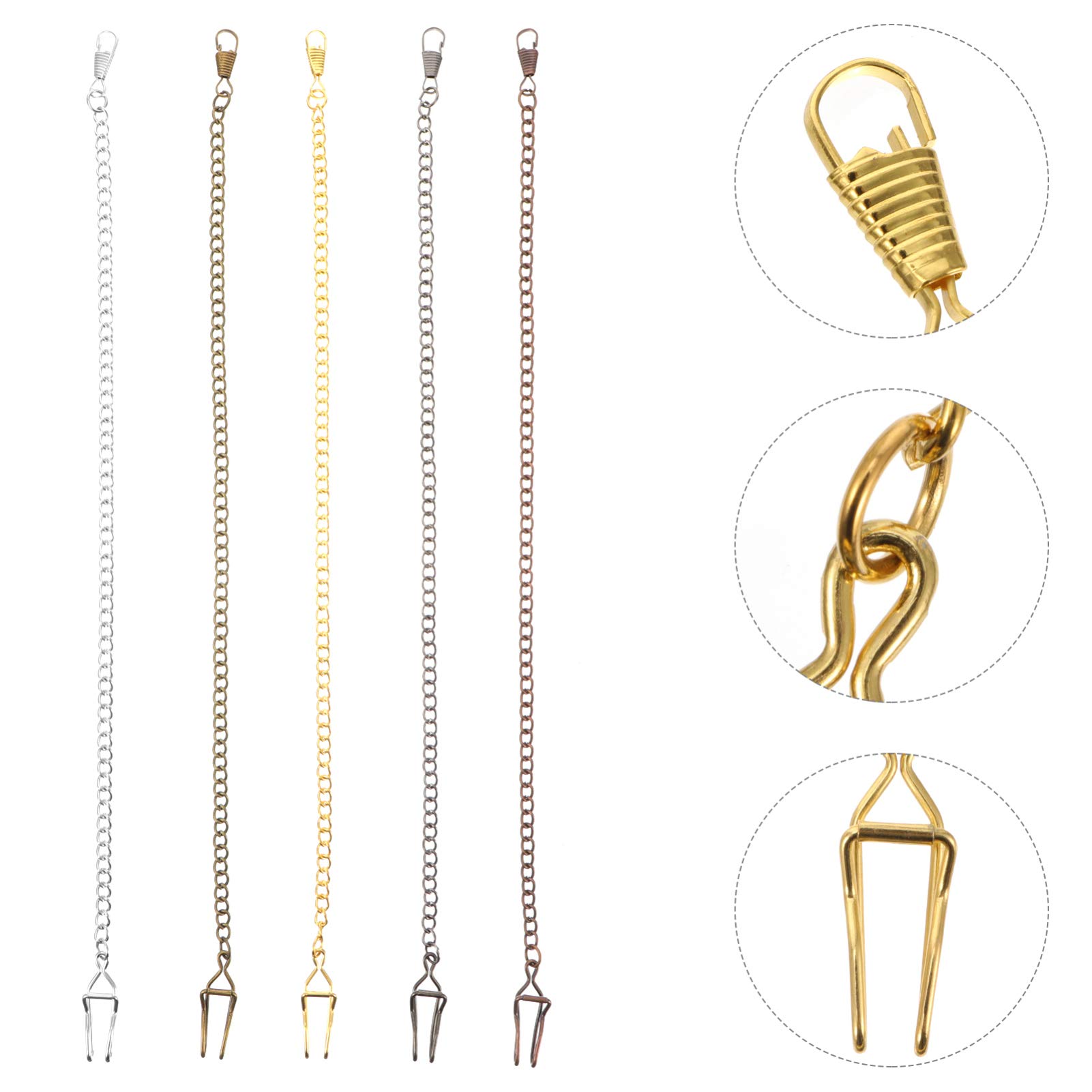 Hemobllo 5pcs Vintage Pocket Watch Chains Retro Buckle Chains Elegant Clip Design for Stylish Accessory Use