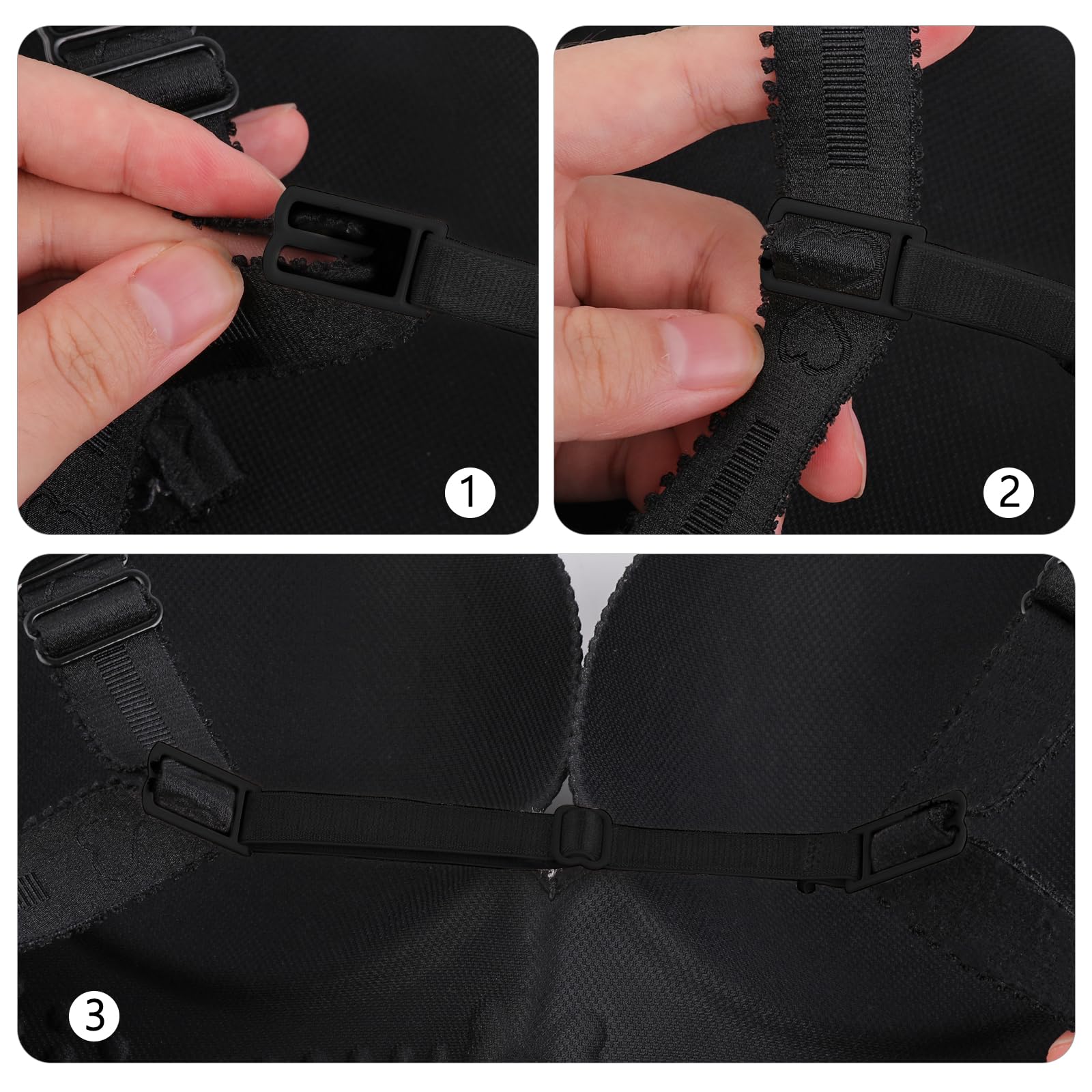 Lusofie Lot de 3 clips de sangle de soutien-gorge pour femme - Clips réglables antidérapants pour soutien-gorge