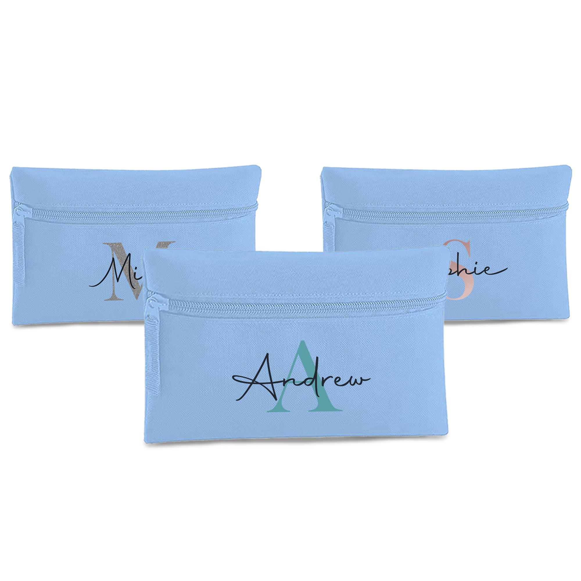 Print Maniacs Custom Initial Name Personalised Pencil Case Monogram Pencil Bag School Stationery Pouch Kids Adults Makeup Storage Zip Case Gift Idea