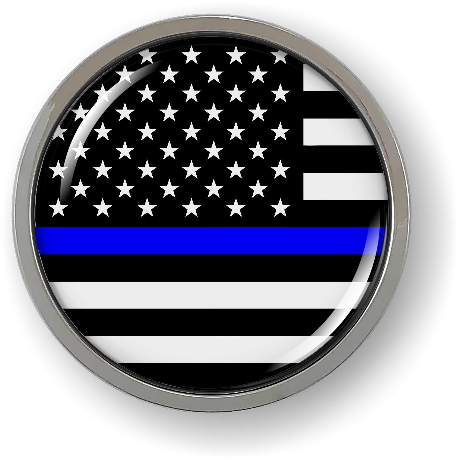 BestLicensePlateFrames Thin Blue LINE US American Flag 3D Domed CAR Emblem Badg