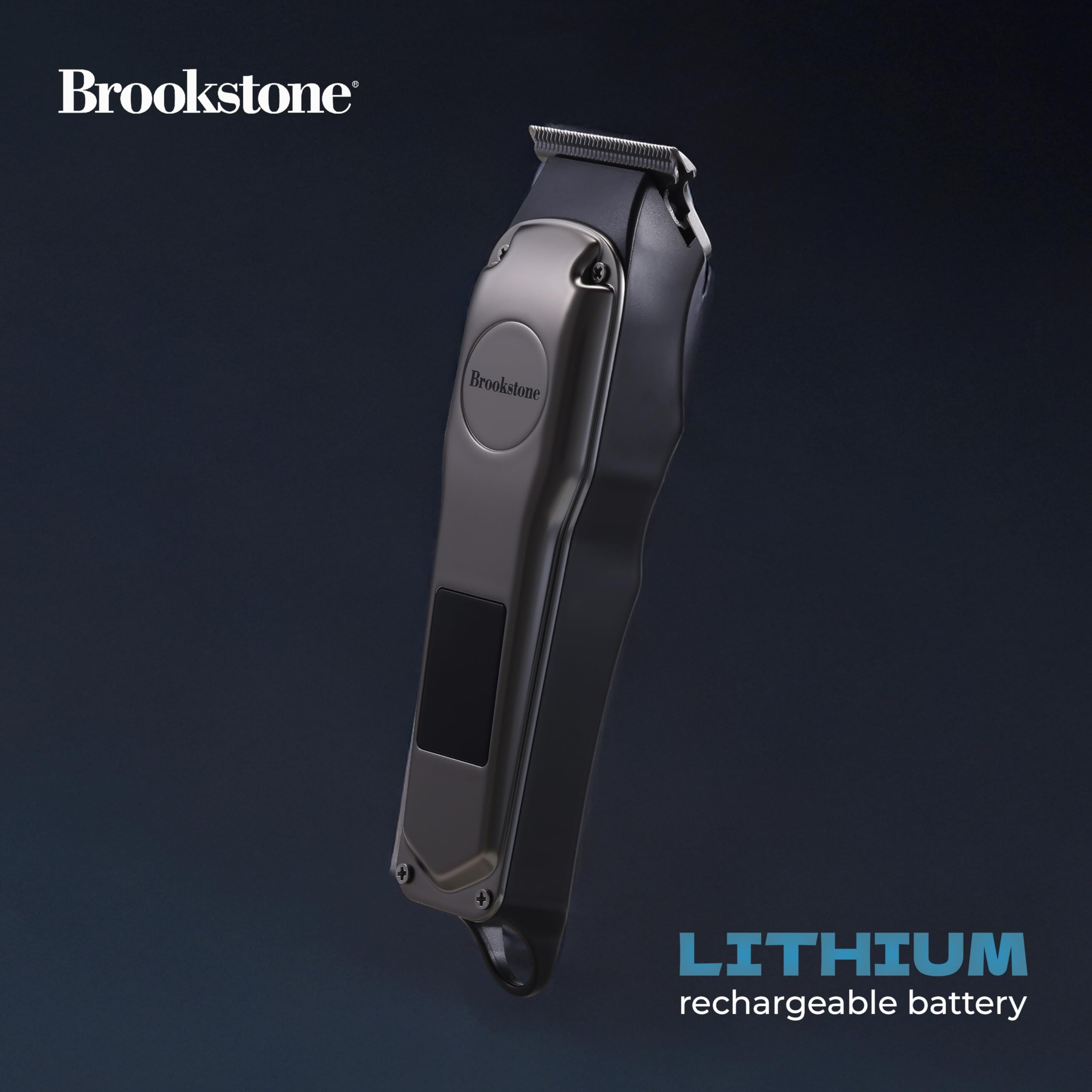 Brookstone - Cortapelos de hoja en T inalámbrica metálica, corte de precisión con batería recargable y elegante acabado metálico (negro)
