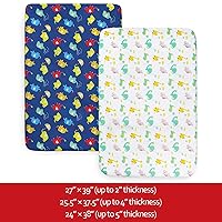 Vista 2 de Pack and Play Sheets - Juego de 2 sábanas para cuna, sábana bajera elástica para cuna, compatible con Graco Pack n Play, material suave y Dinosaurio