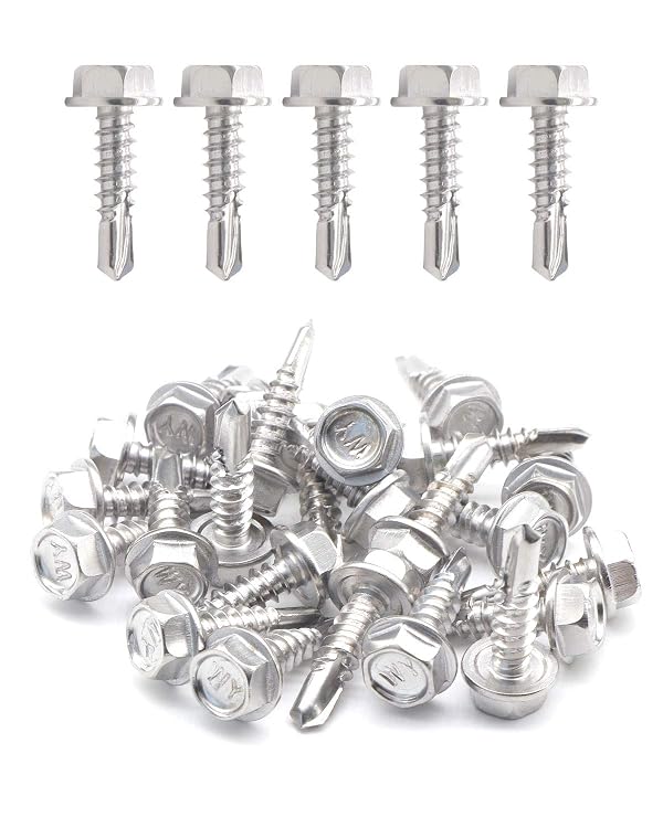 100pcs #10 x 3/4" Stainless Hex Washer Head Self Drilling Screws, Stainless Steel 410 Fully Threaded Sheet Metal Tek Screw | by IMSCREWS by IMSCREWS - Used condition - US$13.30