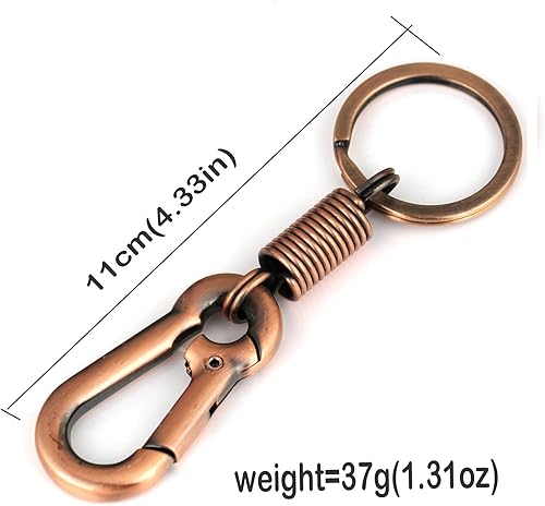Miniatura 2 de Maycom Llavero simple de estilo retro resistente con forma de mosquetón, anillo para llaves, llavero, portallaves, S, Cobre