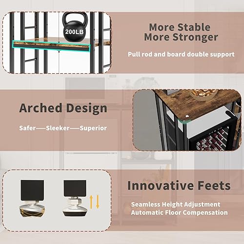 Miniatura 3 de Mini soporte para refrigerador con almacenamiento, barra de café con espacio para mini refrigerador, gabinete con almacenamiento, armario de bar con