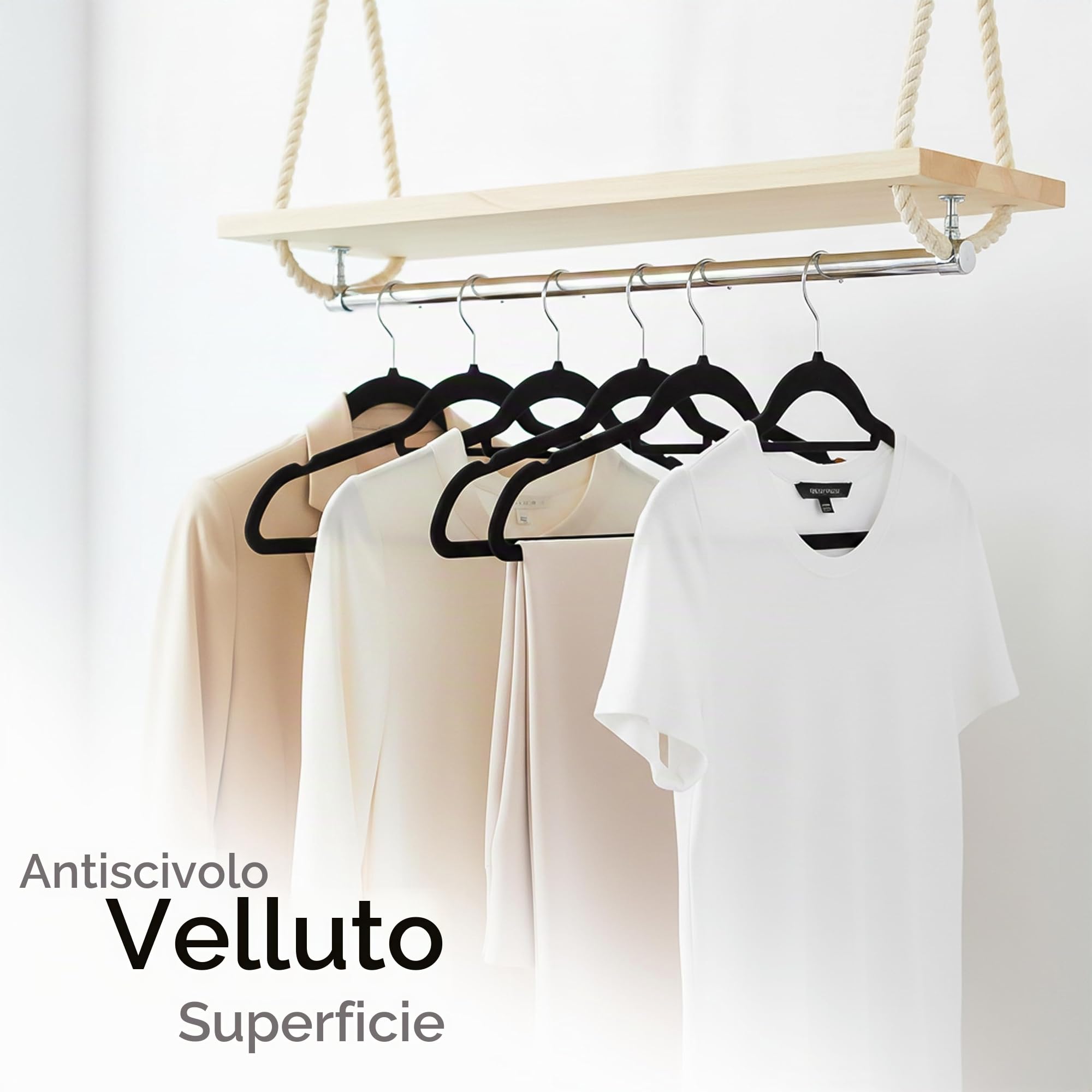 Utopia Home Grucce in Velluto Antiscivolo – Appendini Resistenti con Fermacravatte, Salvaspazio e Ultra Sottili, Ideali per Giacche, Cappotti e Maglioni (Nero, Set da 50)
