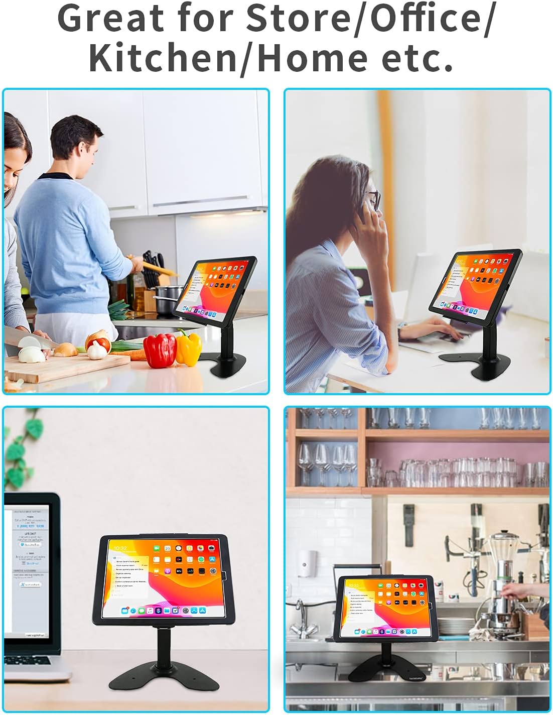 Desktop Wall Mount Anti-Theft Security Kiosk POS Stand Holder Enclosure for 2022 2021 2020 2018 iPad Pro 12.9", Flip & 360° Swivel Design