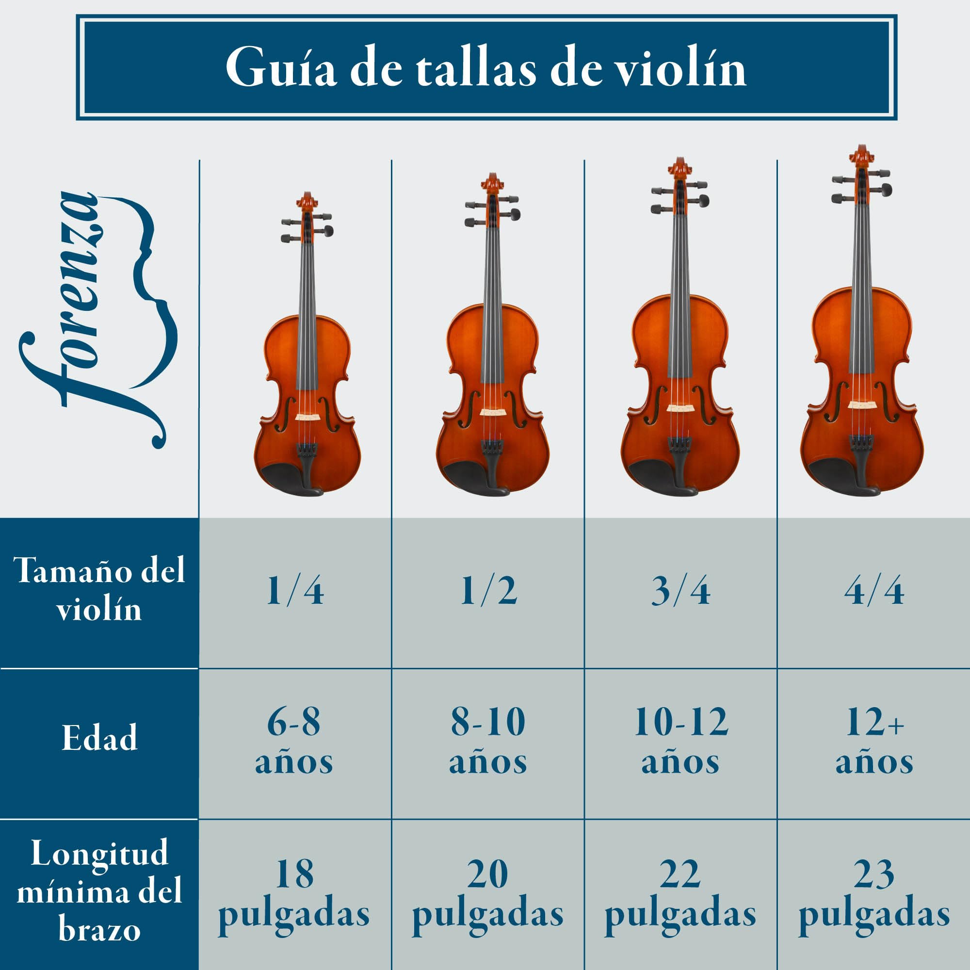 Forenza Prima, Conjunto De Violín De Tamaño 1/2 Con Diapasón De Madera Dura, Clavijas De Ébano, Estuche Rígido Liviano, Arco De Madera, Colofonia, Cuerdas Con Núcleo De Acero