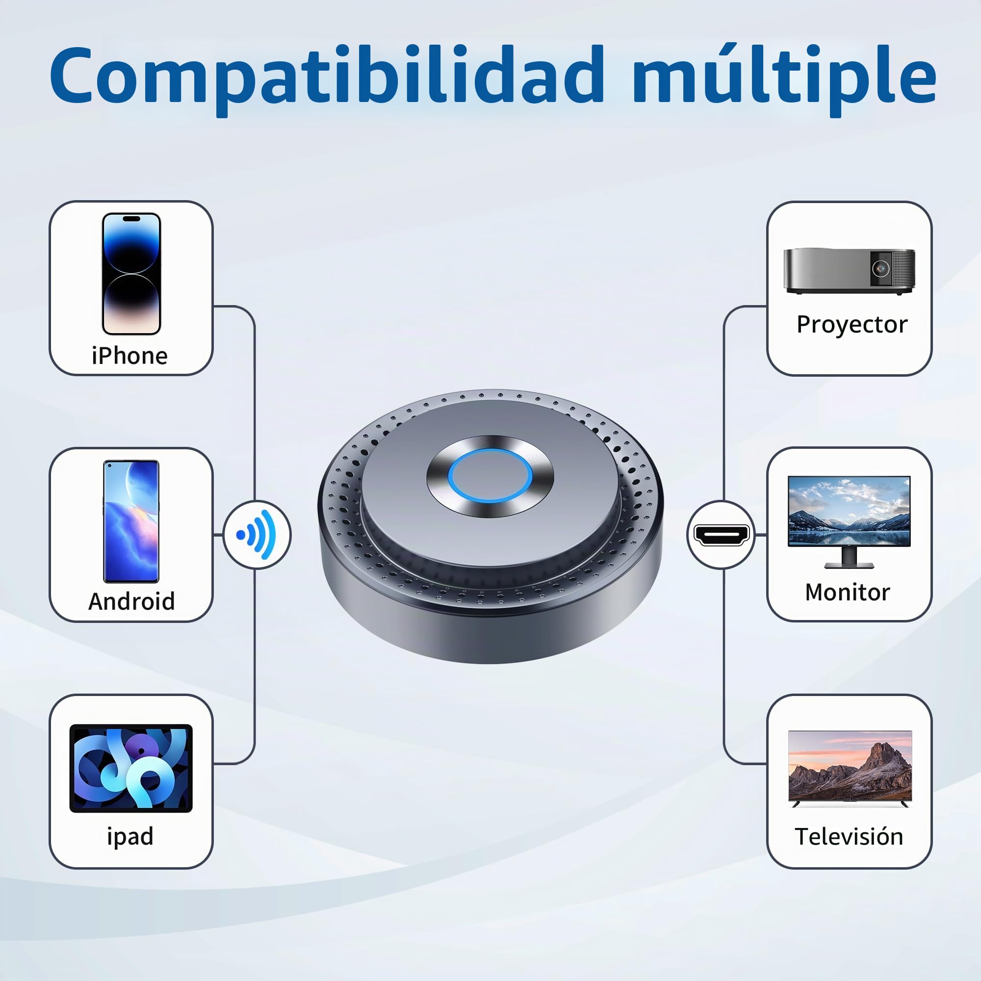 Miracast Wireless Hdmi Dongle Adapte, Hdmi Bluetooth Adapter Wi-Fi Dongle con Screen Mirror para Streaming de vídeo/Audio/Transferencia de Archivos Desde Ordenador portátil, PC, Smartphone a HDTV,