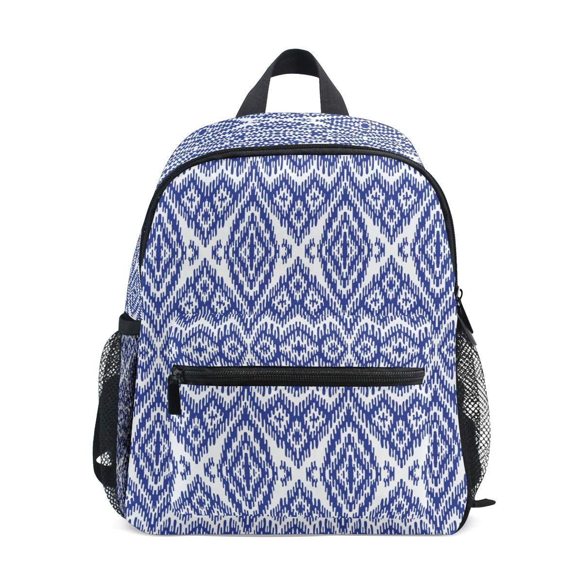 N/ERXYY Kids Backpack Ethnic Boho Blue Plaid chevron Shoulder Travel Toddler School Bag Backpack with Chest Strap for Girls Boys