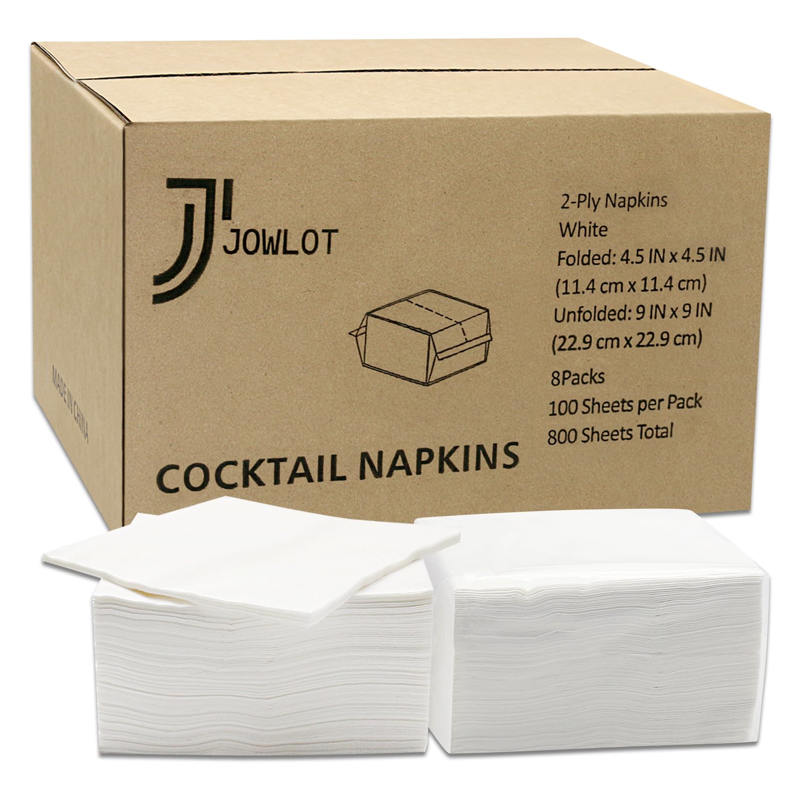 Servilletas de cóctel – 800 servilletas blancas de 2 capas desechables, servilletas de papel plegadas de 4.5 x 4.5 pulgadas, servilletas de bebidas a granel para cena, boda, bar, fiesta y uso