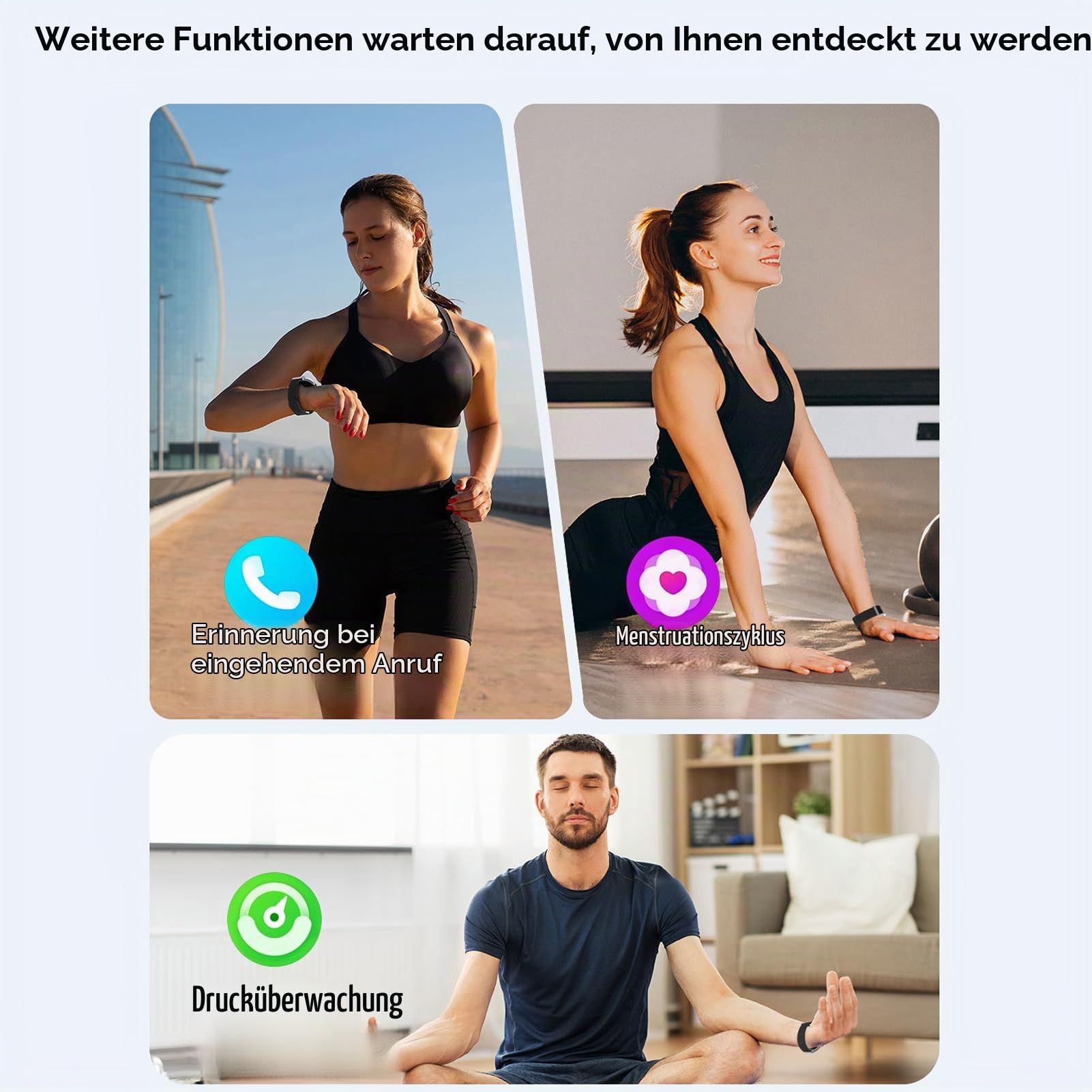 Denash Smart Health Wristband, Magnetisches Wearable Sport Fitness Tracker, Smart Armband mit Überwachung von Herzfrequenz, Schlaf, Blutsauerstoff, Mehr Als 120+ Sportmodi für Damen Herrn (Schwarz)