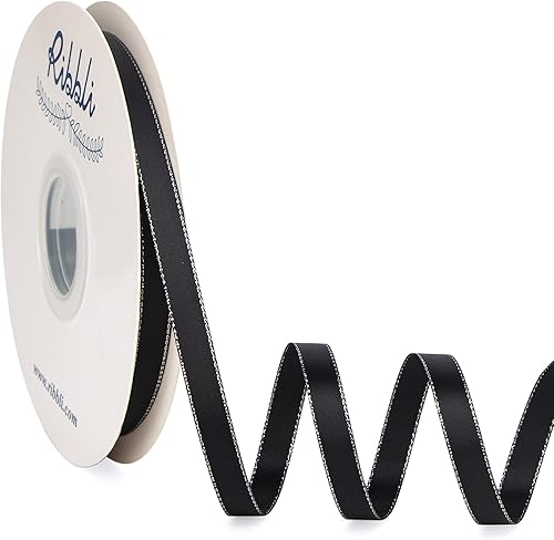 Miniatura 11 de Ribbli - Cinta de satén verde picea con borde dorado, satén de doble cara de 3/8 pulgadas x 50 yardas continuas, cinta verde para manualidades