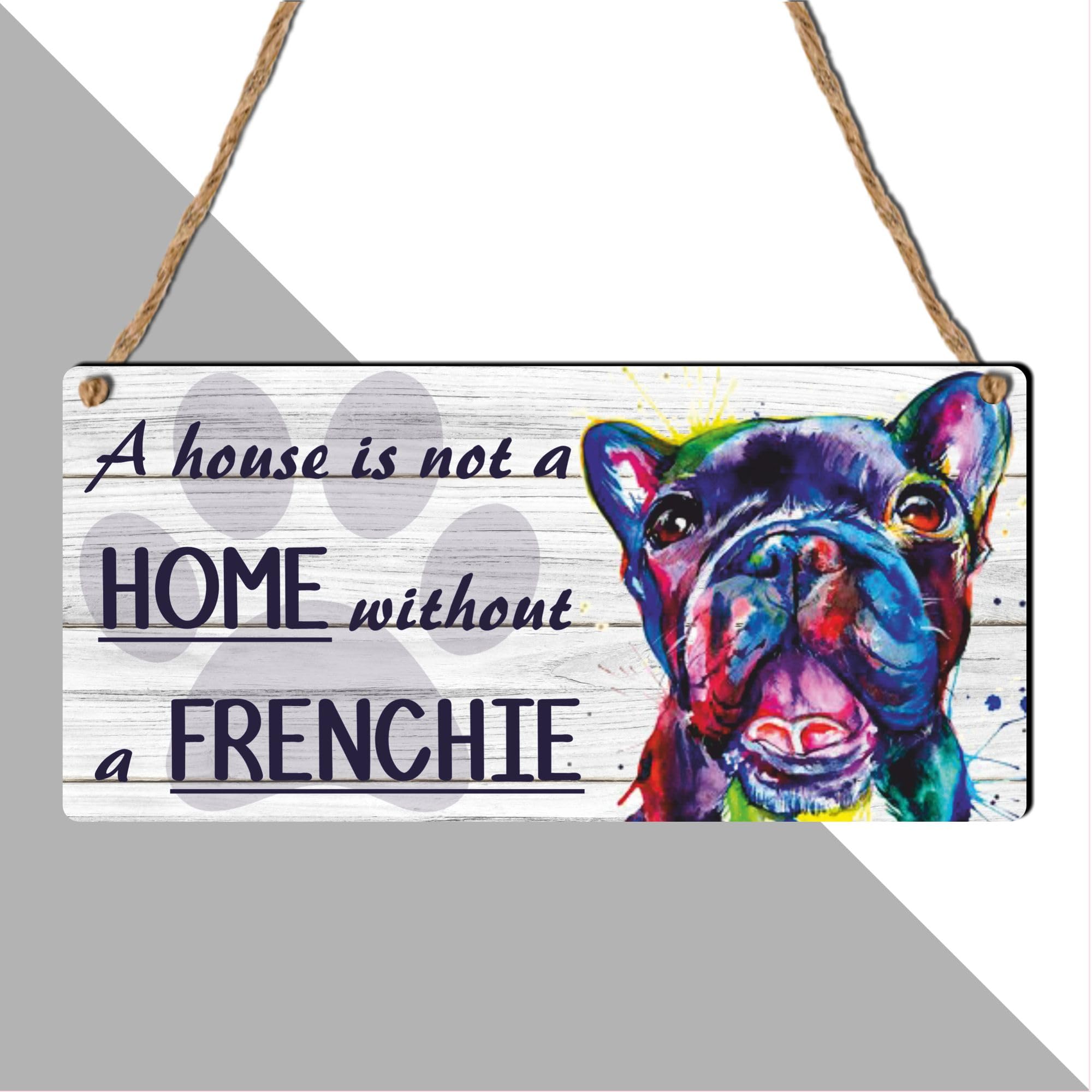 βA House Is Not a Home Without Dogsβ β Multi Breed Dog Lover Wall Sign Featuring Frenchie, Rottweiler, Greyhound, Dalmatian, Collie & Beagle, Dog Owners, (Frenchie, Small: 19 cm (H) Γ 9 cm (W))