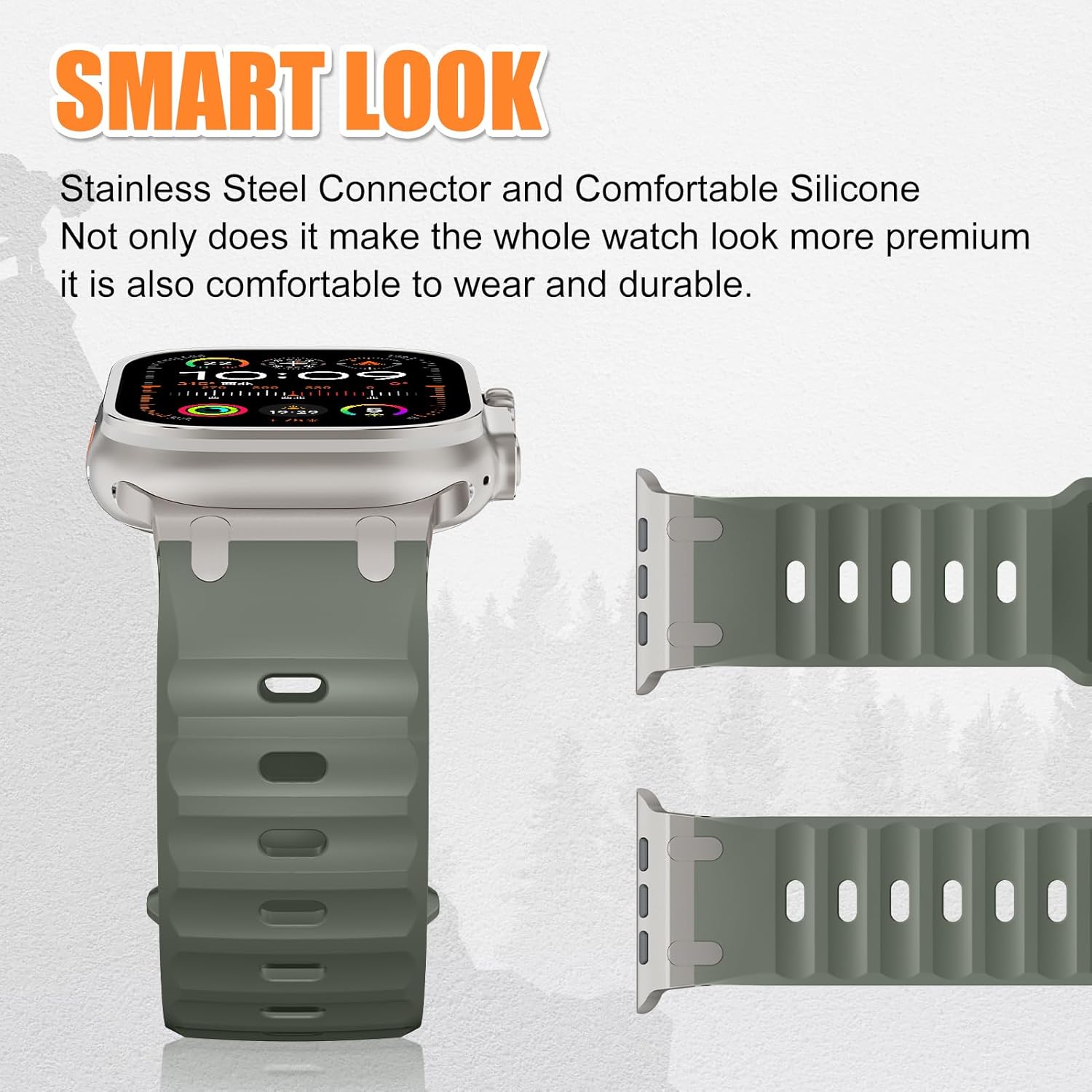 Sport Bands for Apple Watch Ultra 3 2 1 Band 49mm 46mm 45mm 44mm 42mm Women Men,Rugged Wide Silicone Waterproof Wristbands with Metal Adapter Strap for iWatch Series 11 10 9 8 7 6 5 4 SE 3 2,Ultra/3/2 - Image 5