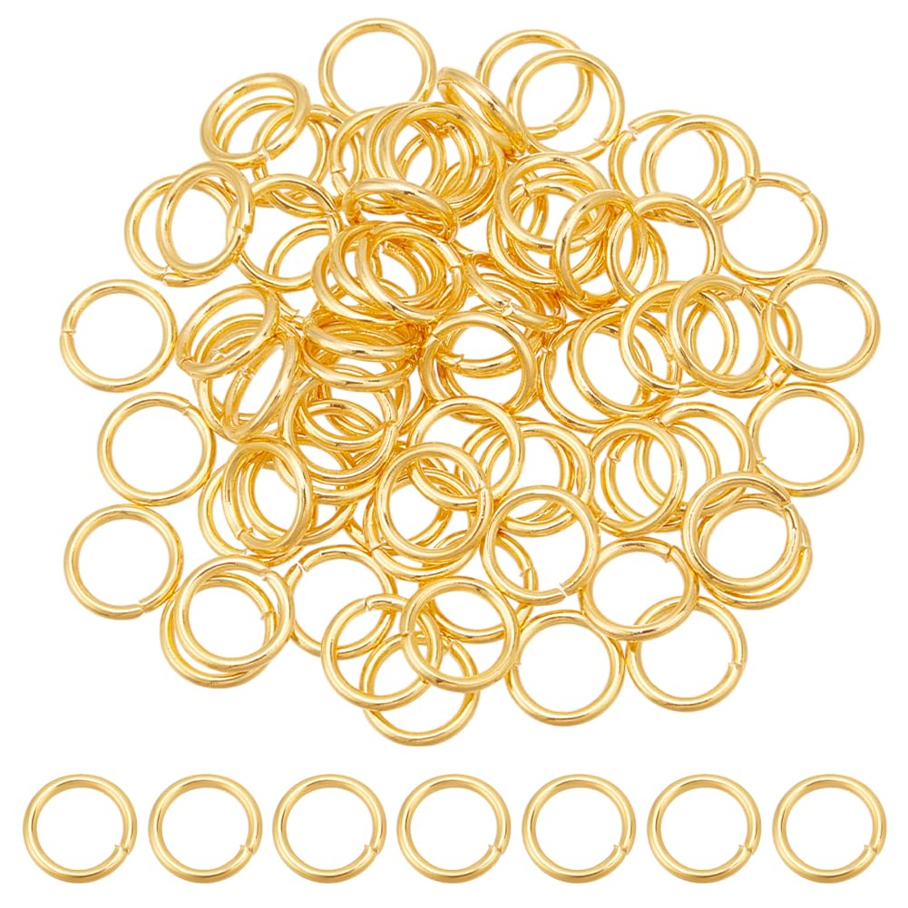 HOBBIESAY 80Pcs Gold Jump Rings 7mm Stainless Steel Open Jump Ring 18K Gold Plated Jump Rings Unsoldered Ring Connectors Small Split Ring Jewelry Making Findings for DIY Crafts
