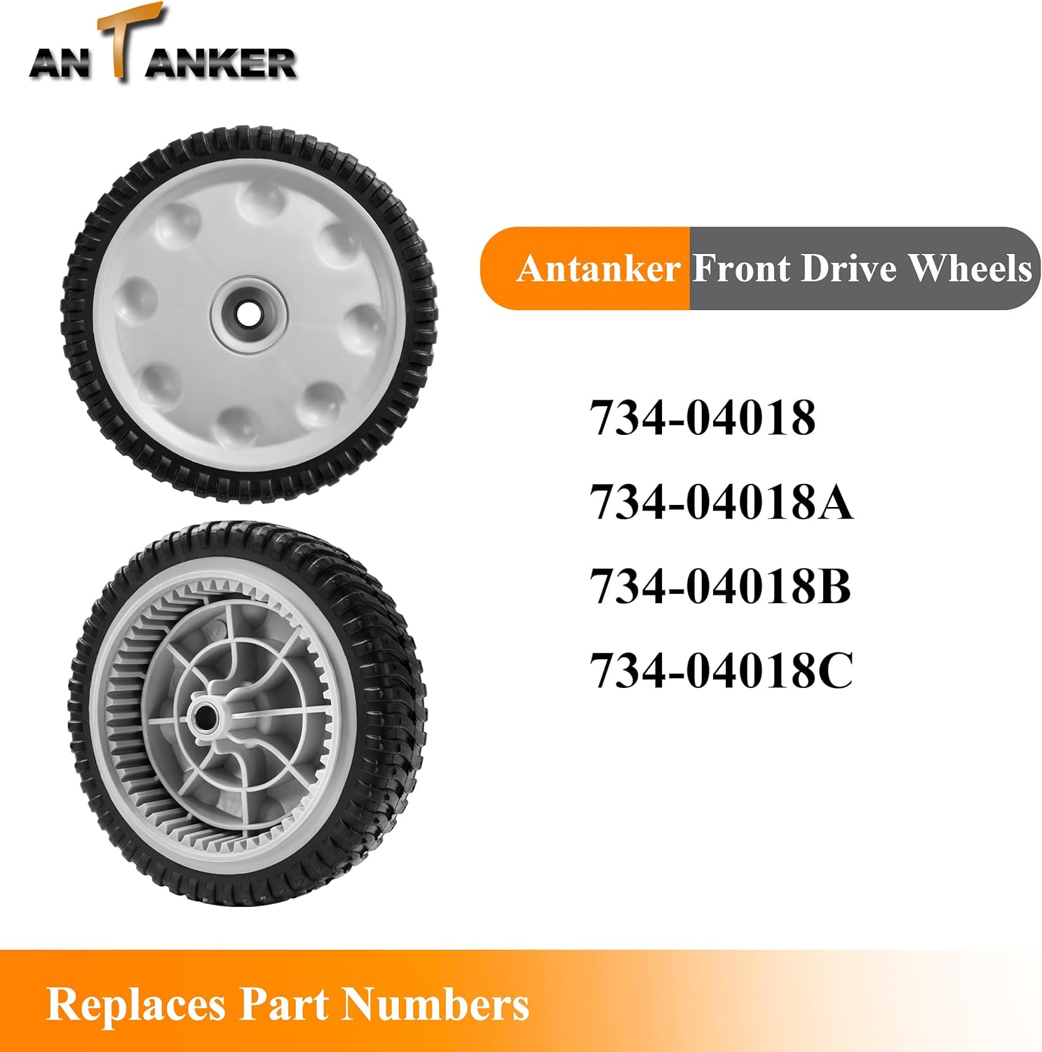 Front Drive Wheels Replaces for MTD 734-04018C 734-04018 734-04018A 734-04018B for Troy Bilt Tuff-Cut 210 TB210 TB230 TB240 Self Propelled Mower for Cub Cadet for Sten s 205-712, Set of 2