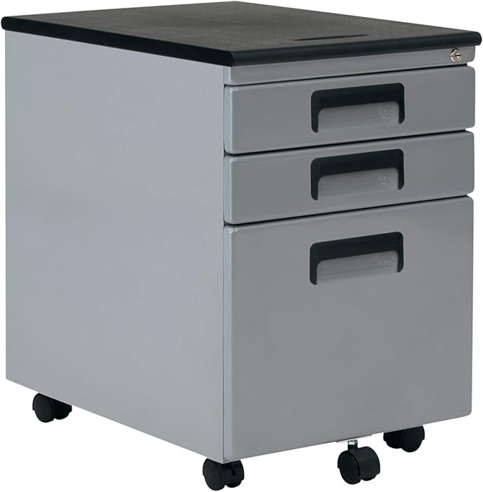 3 Drawer Metal Rolling File with Locking Drawers