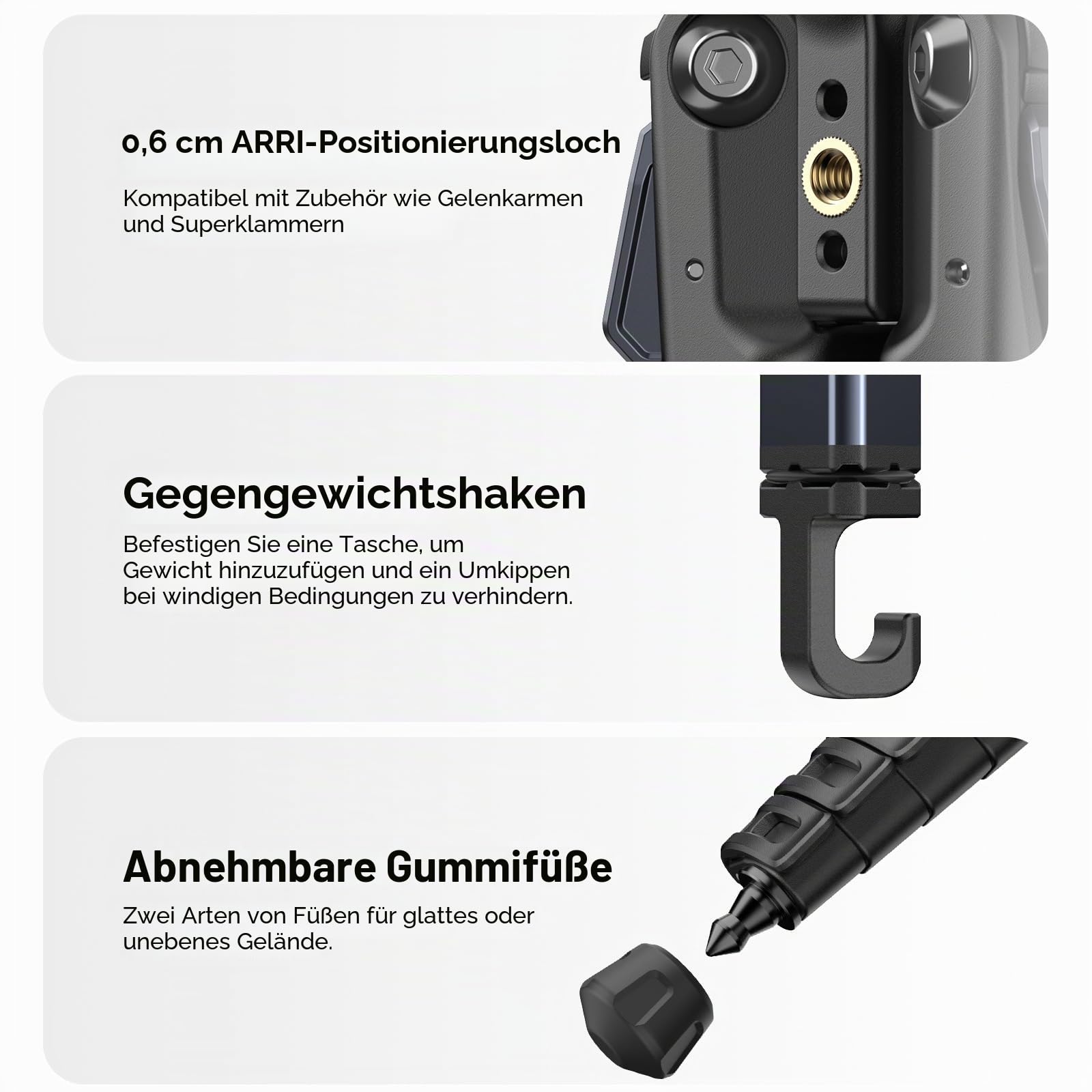 ULANZI Ombra Video II 157cm Videostativ mit Fluidkopf 360° Pan&-70°/+90° Tilt Pan, Travel Tripod mit Handyhalterung, Kamerastativ mit Arca Swiss Kompatibel für DSLR, Handy (Tragkraft 10 kg)