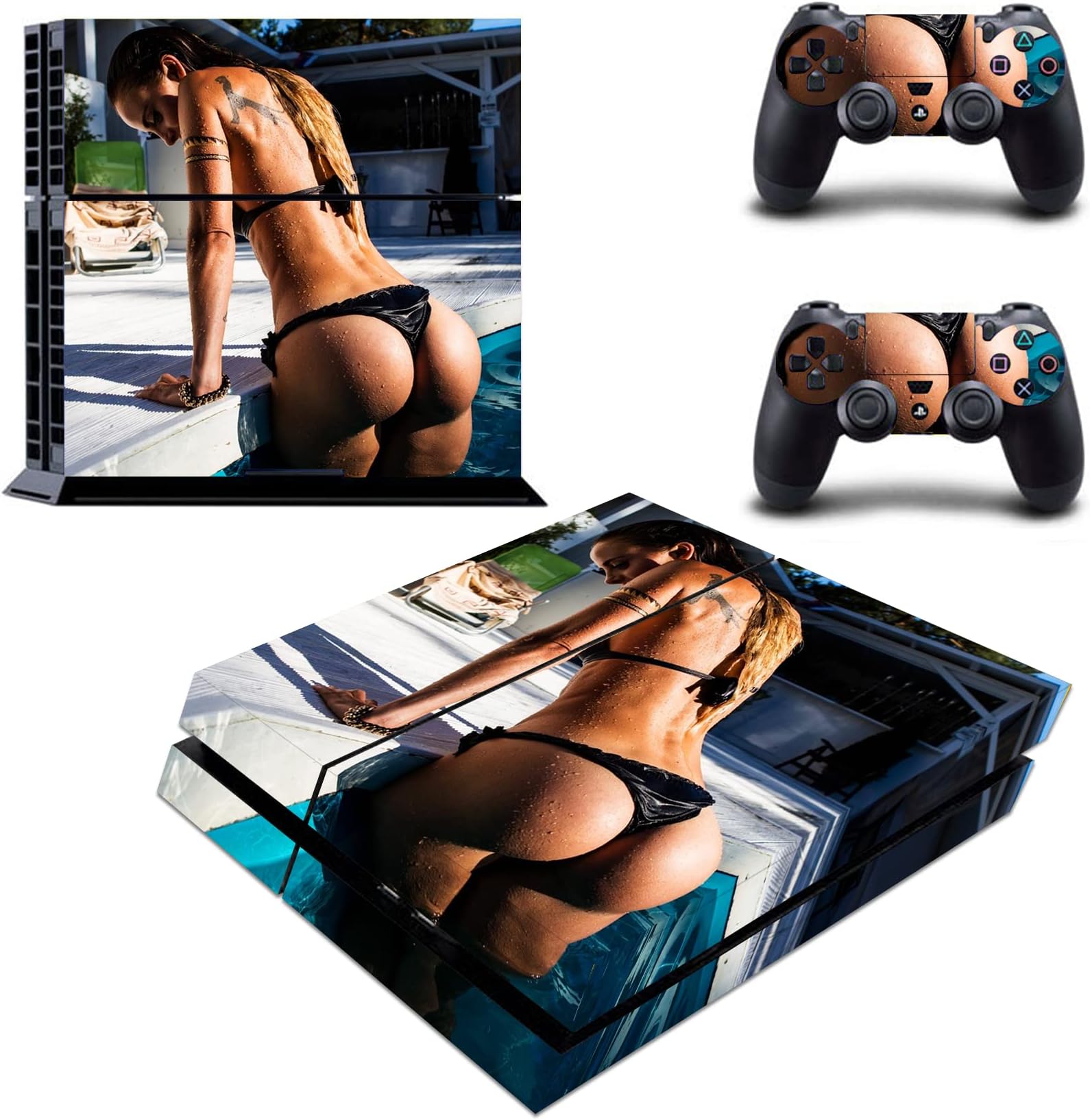 Vinyl Decal Skin Stickers Cover Set Hot Girl Compatible with Regular PS4 Console Controllers Sexy Girl