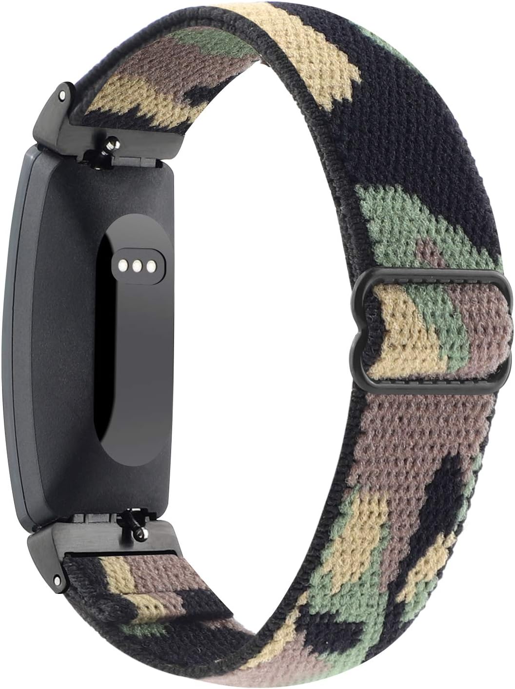 Adjustable Elastic Watch Band Compatible with Fitbit Inspire 2/ Inspire HR/Inspire, Soft Nylon Stretchy Strap Wristbands Accessories Replacement Bands for Fitbit Inspire Women Men (Black Green Camo)